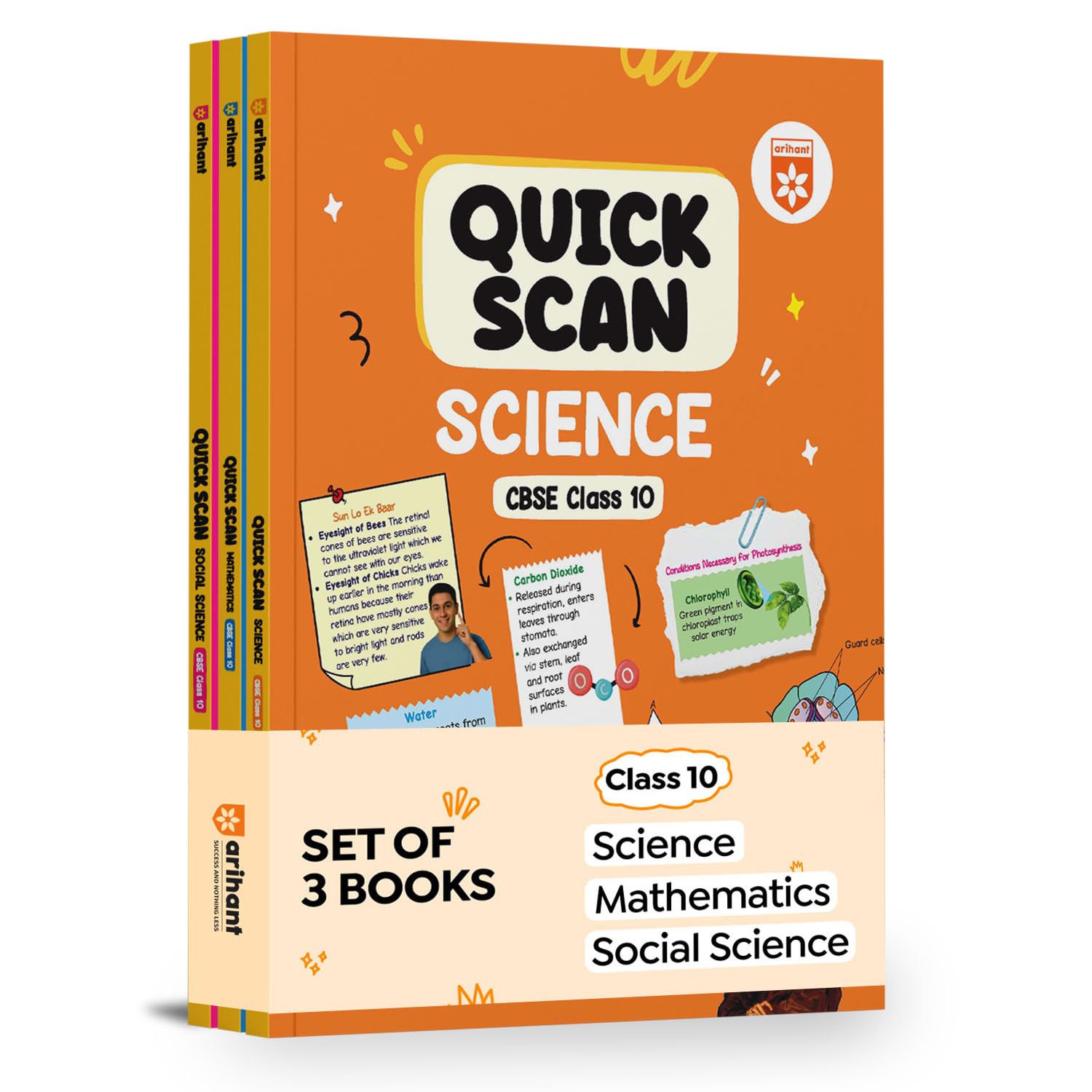 Arihant Quick Scan Cbse Class 10 Combo Social Science, Science & Mathematics | Fast Revision Notes For High Scores | Ncert Theor