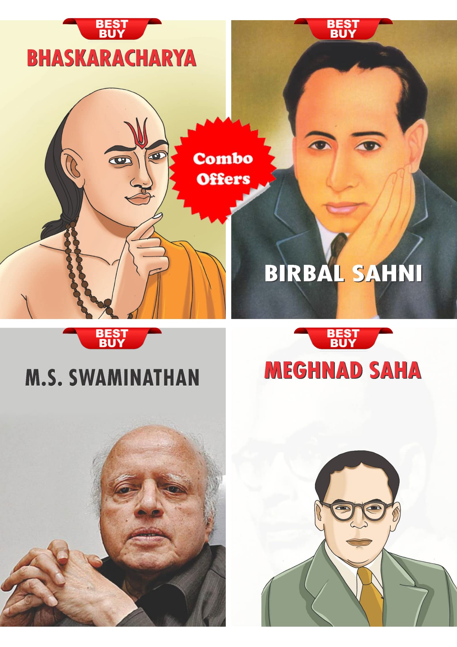 Indian Scientist Biographies for Children (Set of 4 Children 2 Color Books) [Meghnad Saha + Birbal Sahni + M.S. Swaminathan + Bh