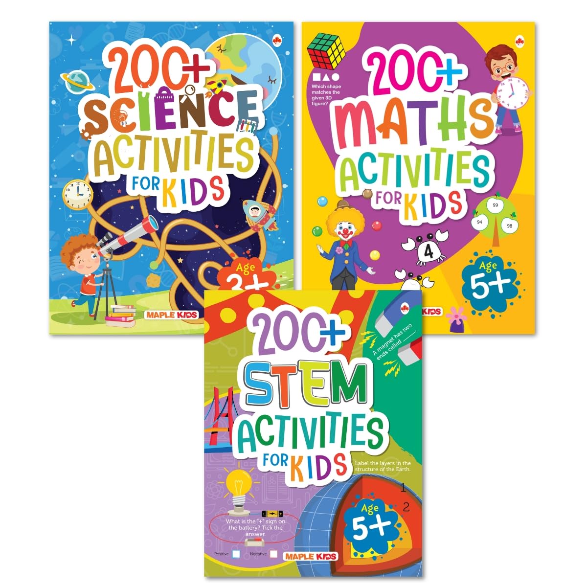 Activity Books for Kids (Set of 3 Books)  600+ Activities for Children  STEM, Science, Maths  Brain Boosting Activities for A