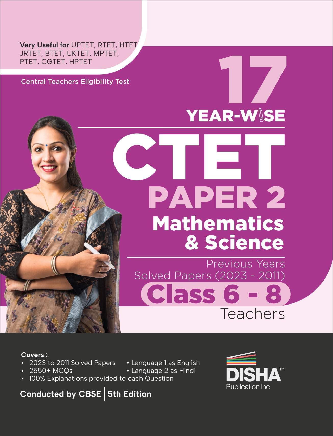 17 YearWise Ctet Paper 2 (Mathematics & Science) Previous Year Solved Papers (2023  2011)  Class 6  8 Teachers  5Th English