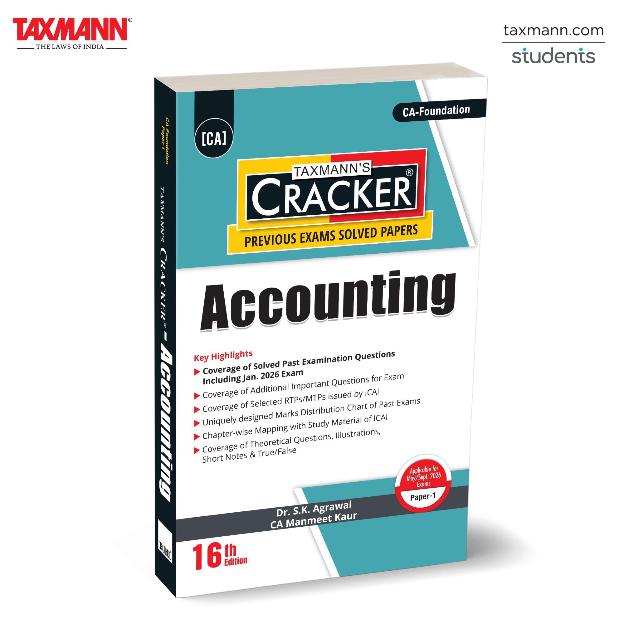Taxmanns CRACKER for Accounting (Paper 1 | Accounts)  Enables Predictable Scoring Through Exhaustively Solved ICAI Questions 