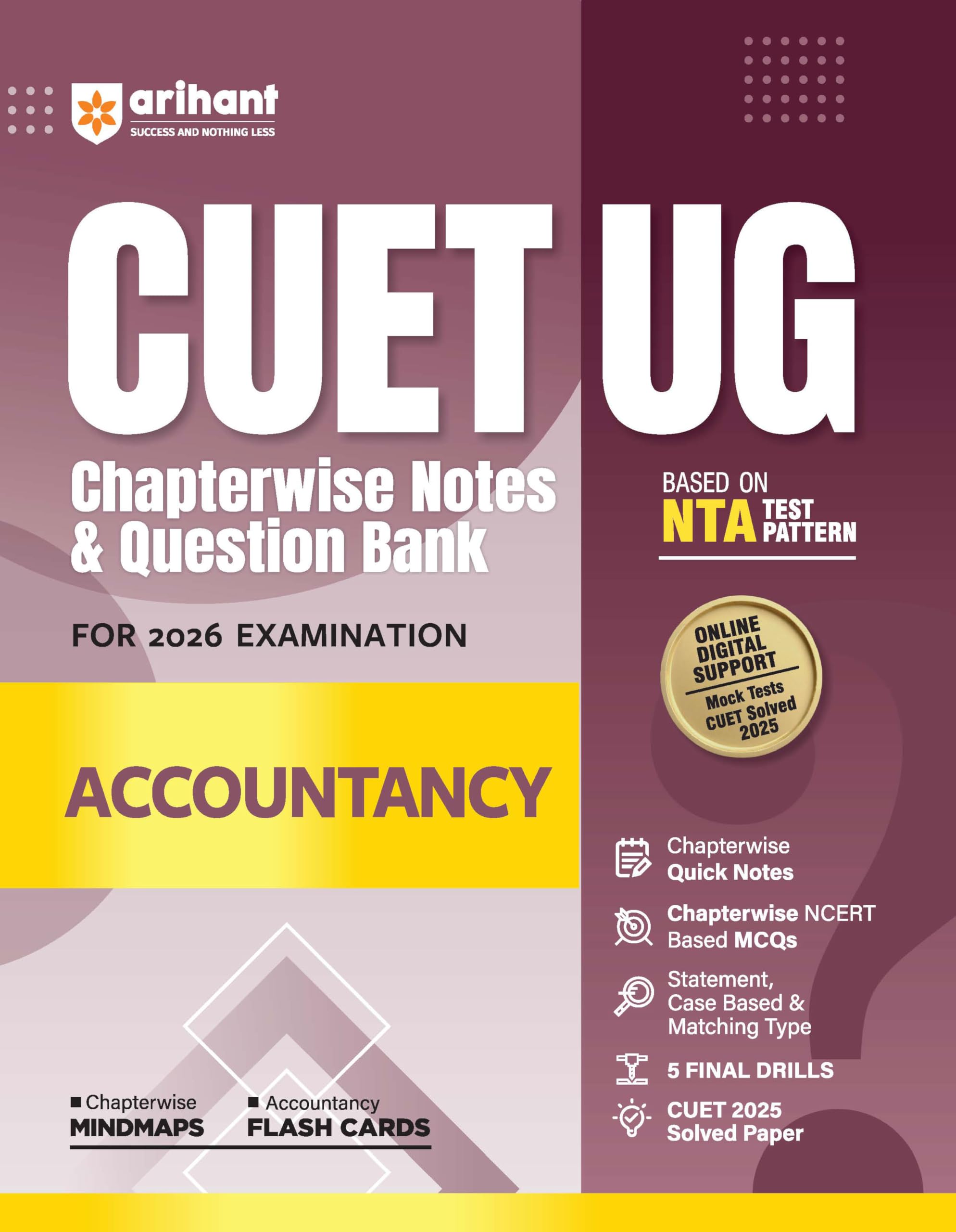 Arihant Cuet Ug Accountancy Chapterwise Notes & Question Bank 2026 | Based On Latest Nta Pattern | Chapterwise Quick Notes, Ncer