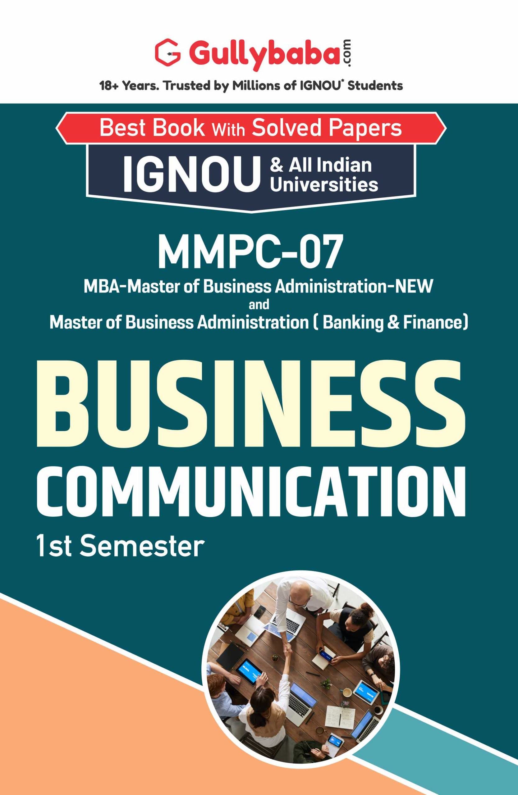Gullybaba IGNOU MBAOM 1st Sem MMPC07 Business Communication in English