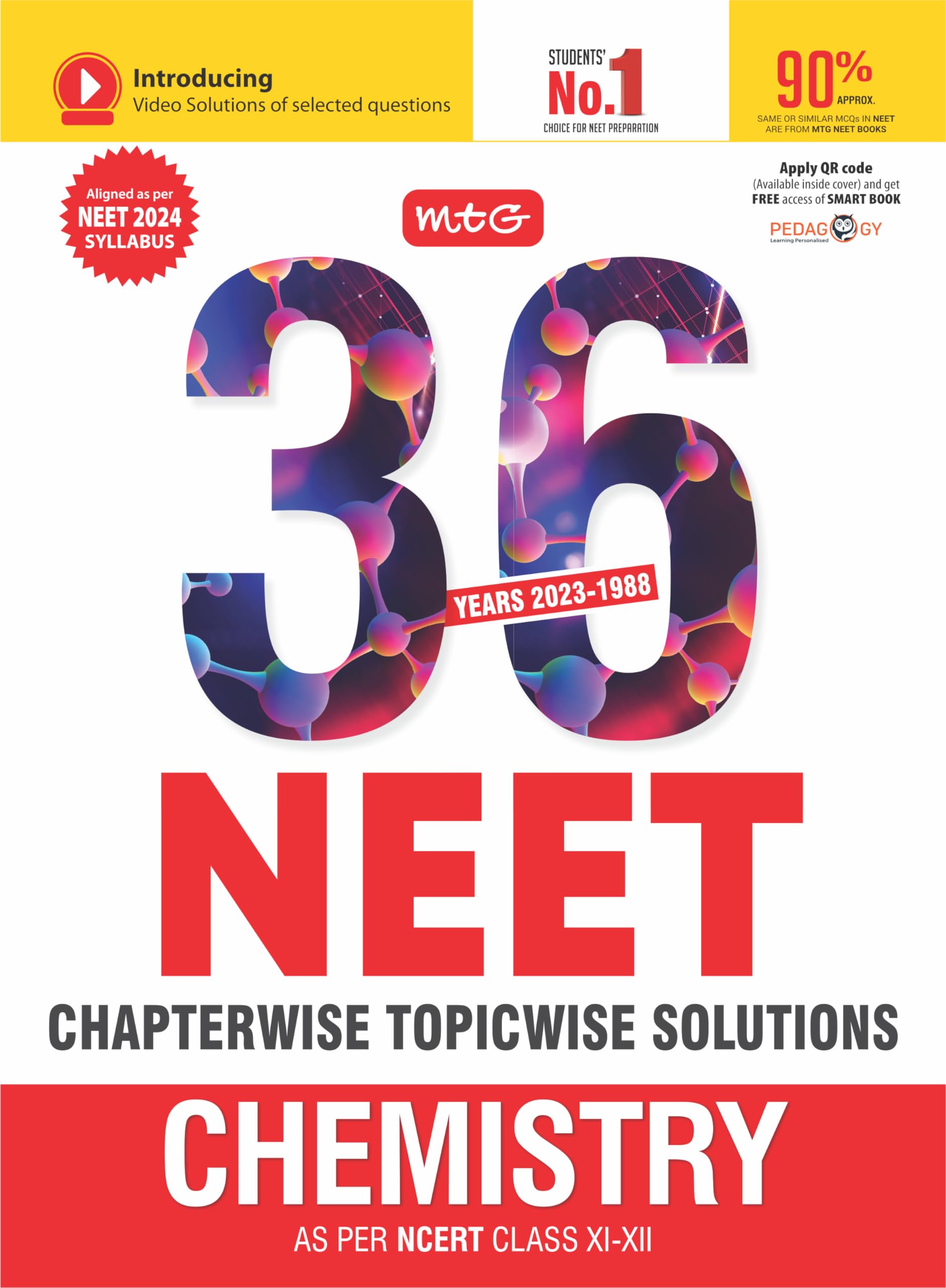 MTG 36 Years NEET Previous Year Solved Question Papers with NEET PYQ Chapterwise Topicwise Solutions  Chemistry For NEET Exam 2