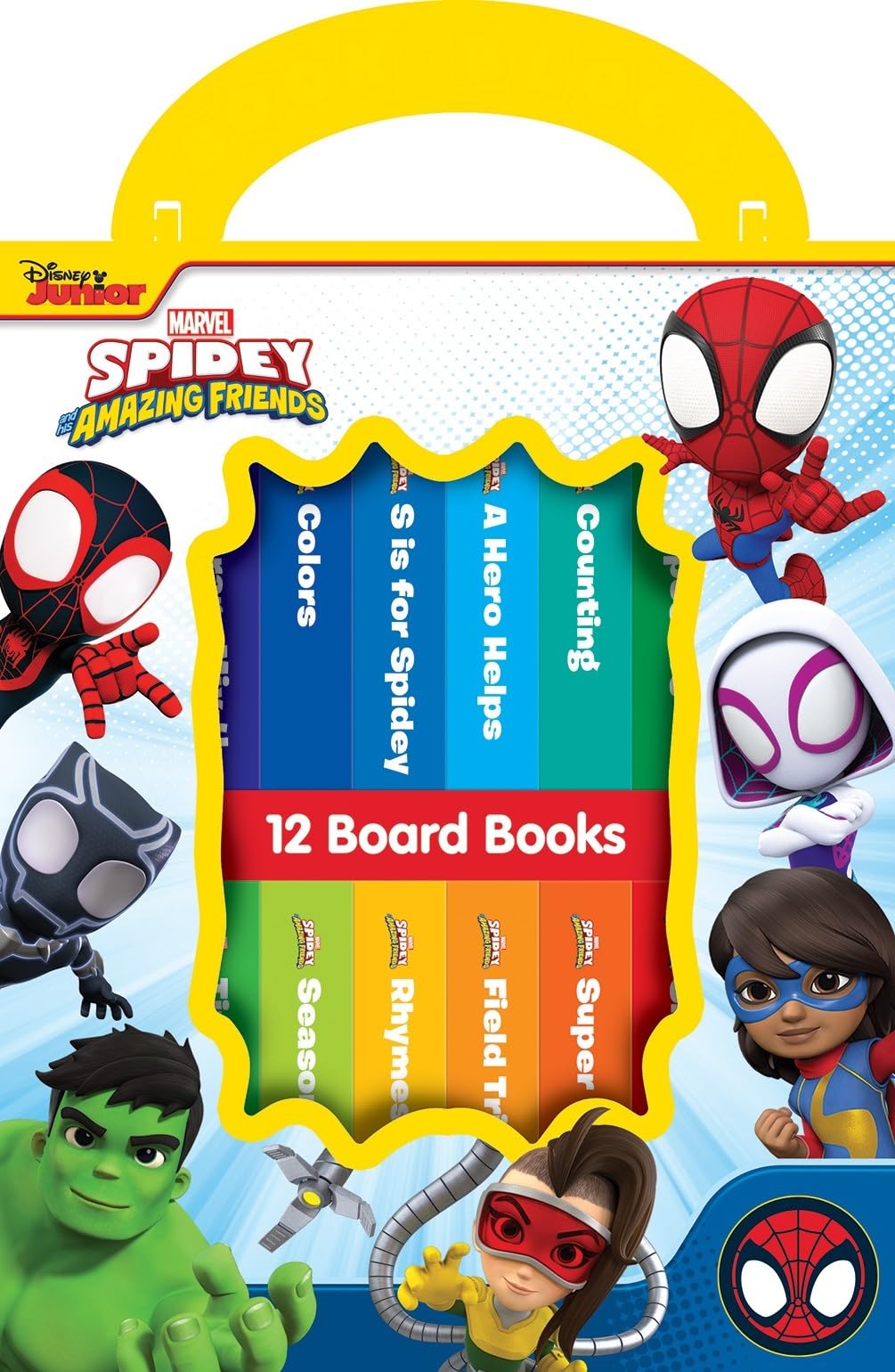 Marvel Spidey and his Amazing Friends  My First Library 12 Board Book Set  First Words, Alphabet, Numbers, and More Baby Books