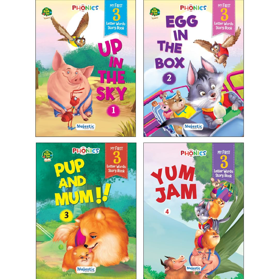 THE BOOK TREE Phonics First Reading Book of 3 letter words reading book, set of 4 books for early readers with activity. LARGE F
