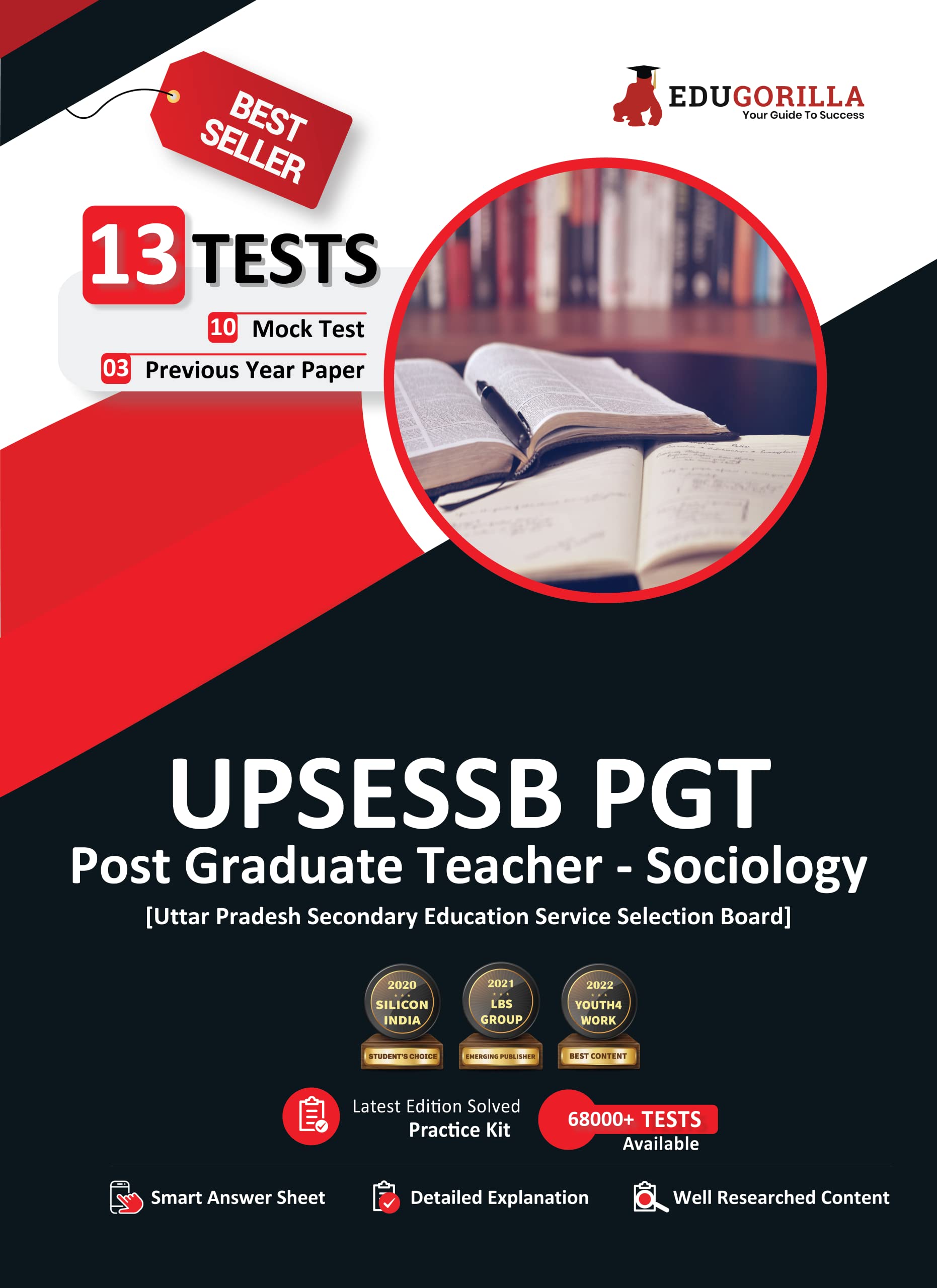 UP PGT Sociology Book 2024 (English Edition)  10 Full Length Mock Tests and 3 Previous Year Papers (1600 Solved Questions) UPSE