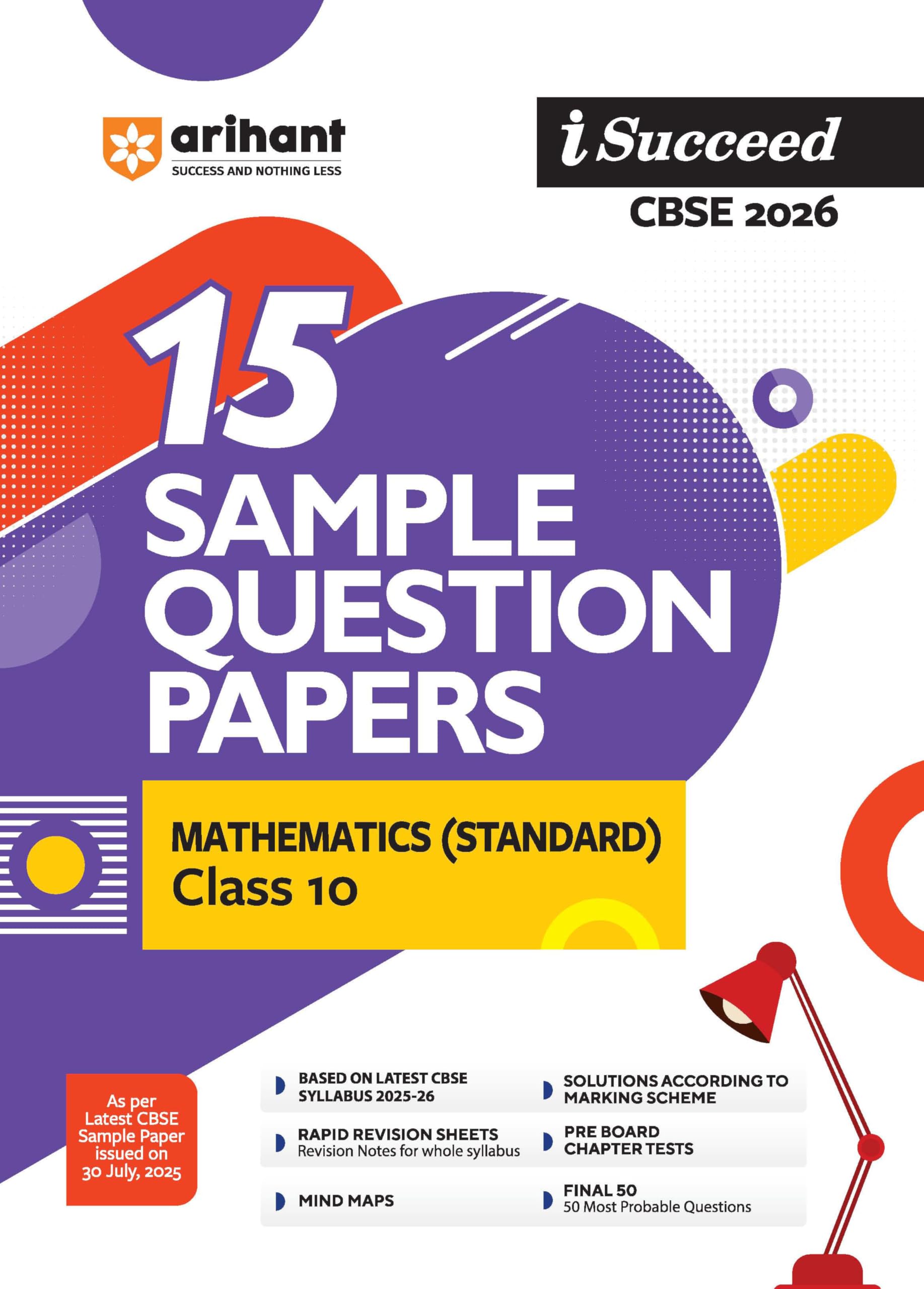 Arihant I Succeed Cbse Sample Question Papers Class 10 Mathematics Standard Exam 2026 | 15 Sample Papers | Based On Latest Cbse 