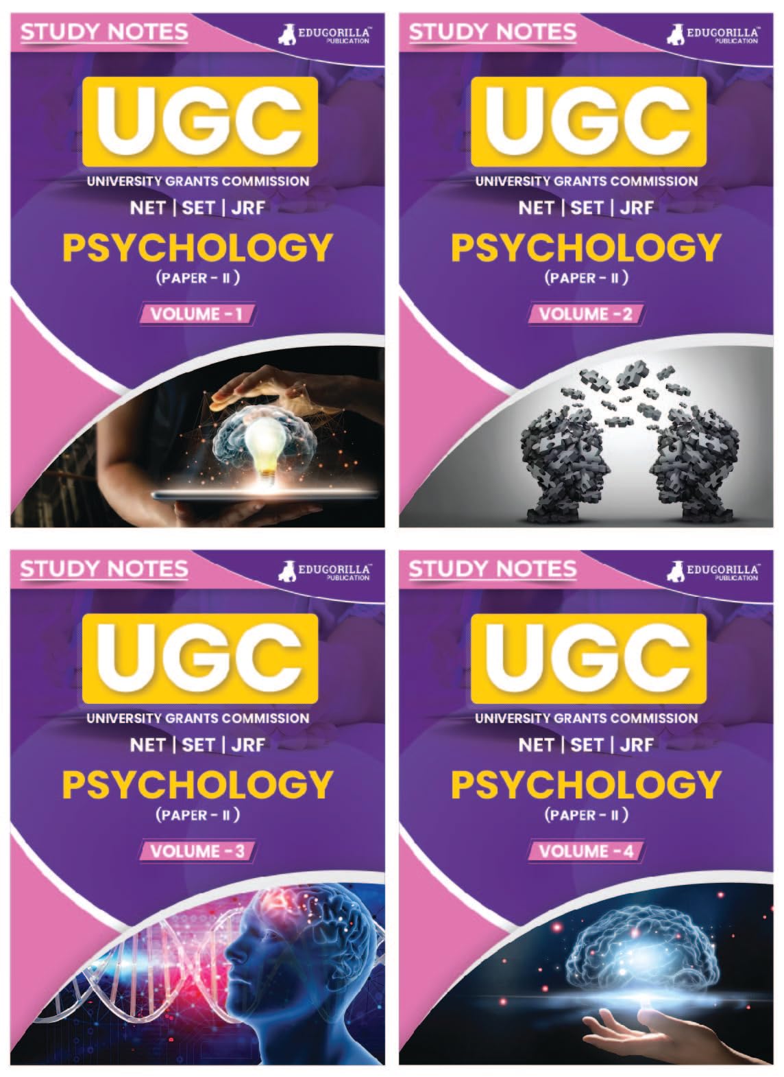 Ugc Net Paper Ii Psychology Study Notes Combo (Set Of 4 Books) | Complete Preparation Kit With TopicWise Notes And Solved Mcqs
