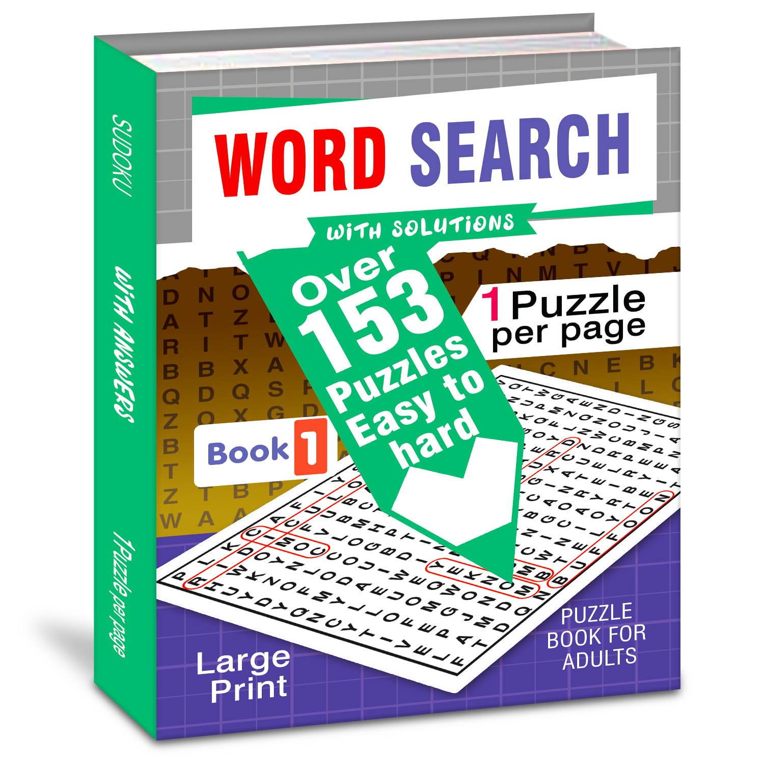 Hello Friend Books Word Search Puzzles Book with Solutions: 150+ Puzzles from Easy to Hard for Adults (Book 1): Word Search Book