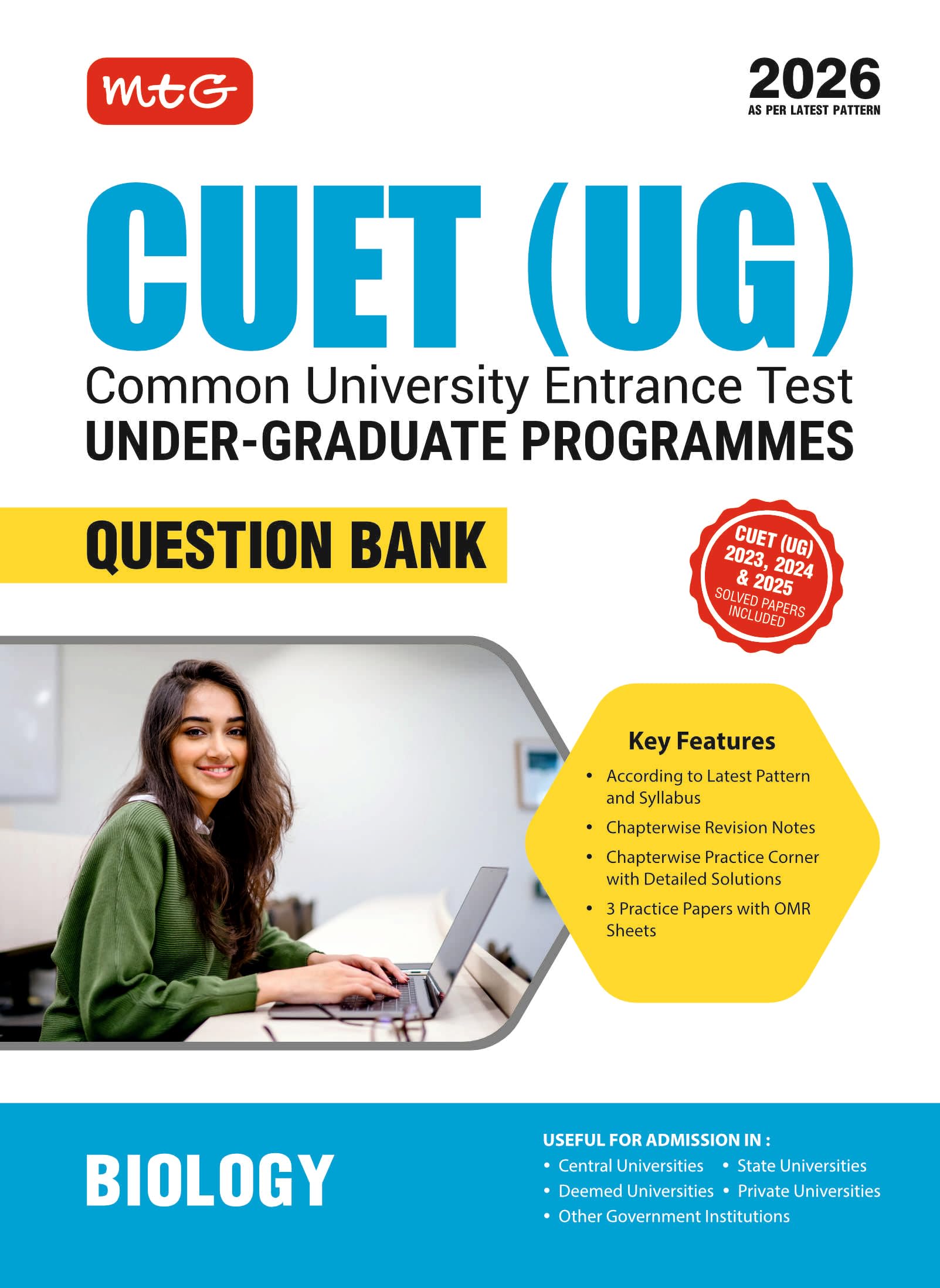 MTG NTA CUET (UG) Question Bank Biology For 2026 Exam | Chapterwise Notes, Practice Papers with OMR Sheets | CUET Books As Per 