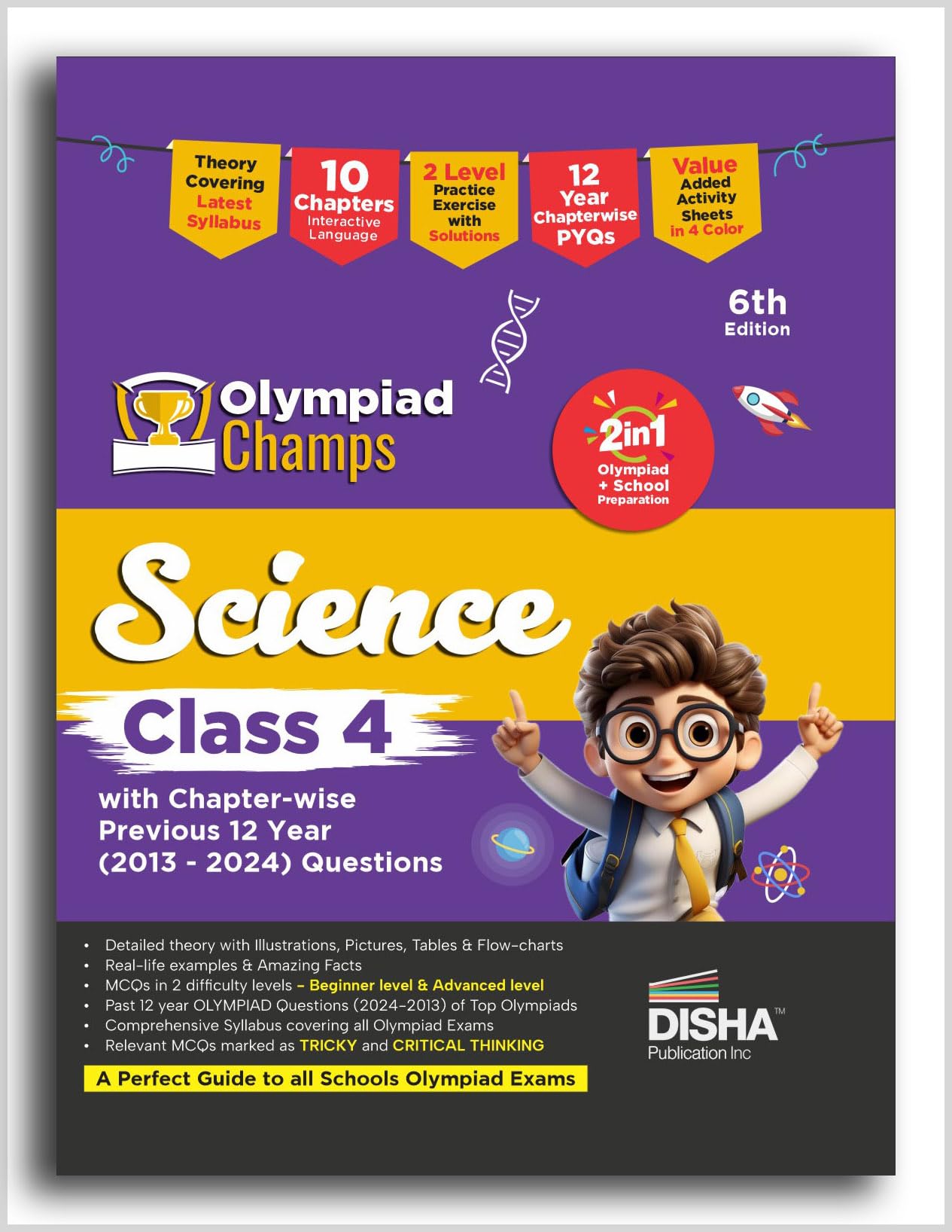 Old Edition  Disha Olympiad Champs Science Class 4 With ChapterWise Previous 12 Year (2013  2024) Questions 6Th Edition | Com