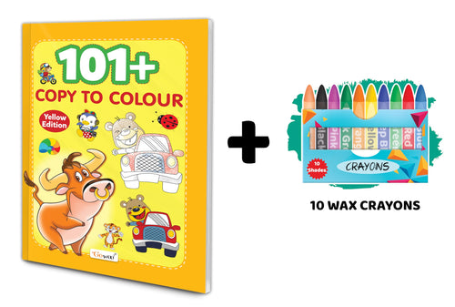 101+ Copy to Colour  Yellow Edition with 10 Wax Crayons : Creative Art Exploration for Kids, Educational Colouring for Toddler