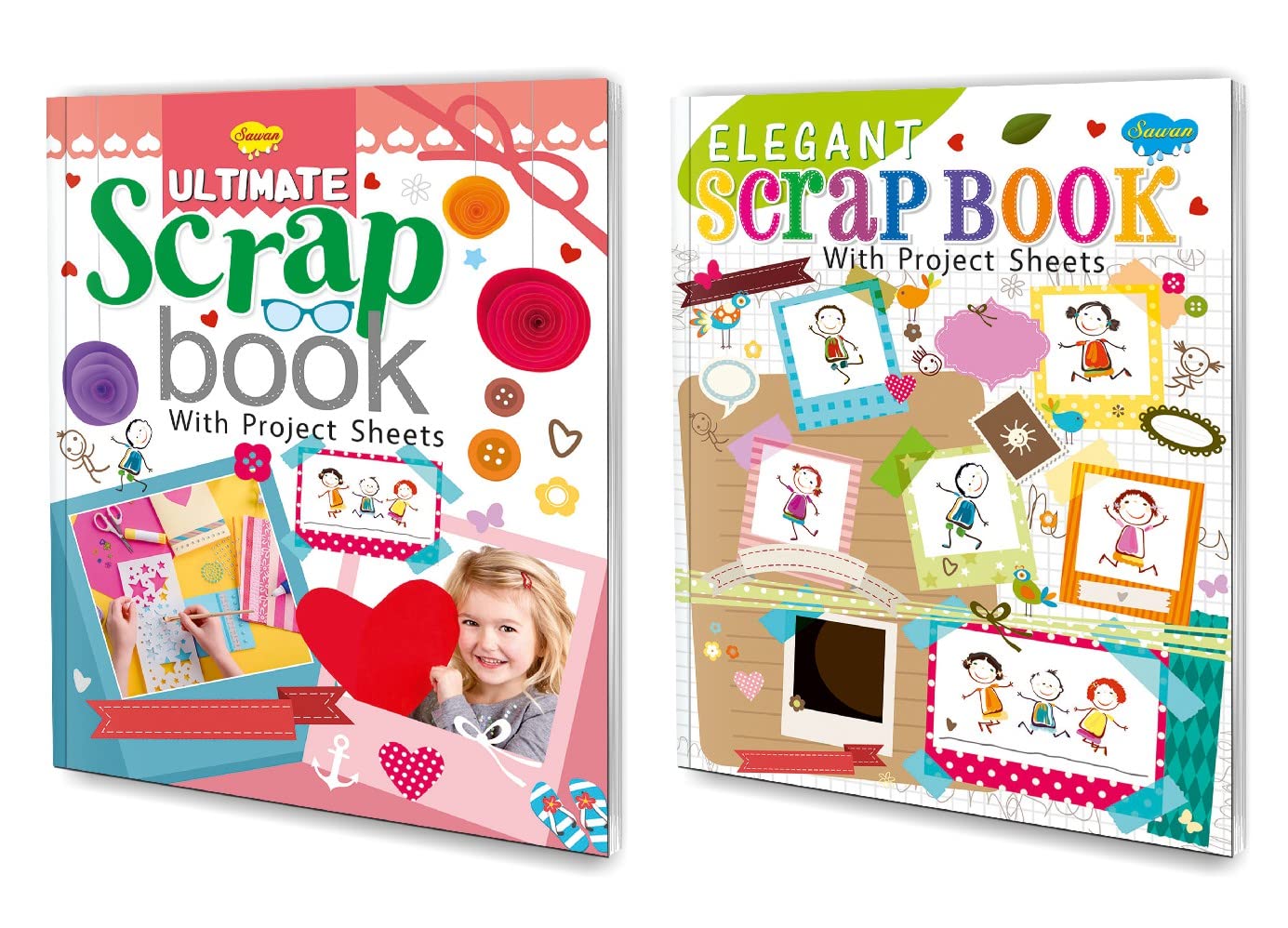 Sawan Set of 2 Scrap Books with Project Sheets ( Ultimate Scrap Book, Elegant Scrap Book)