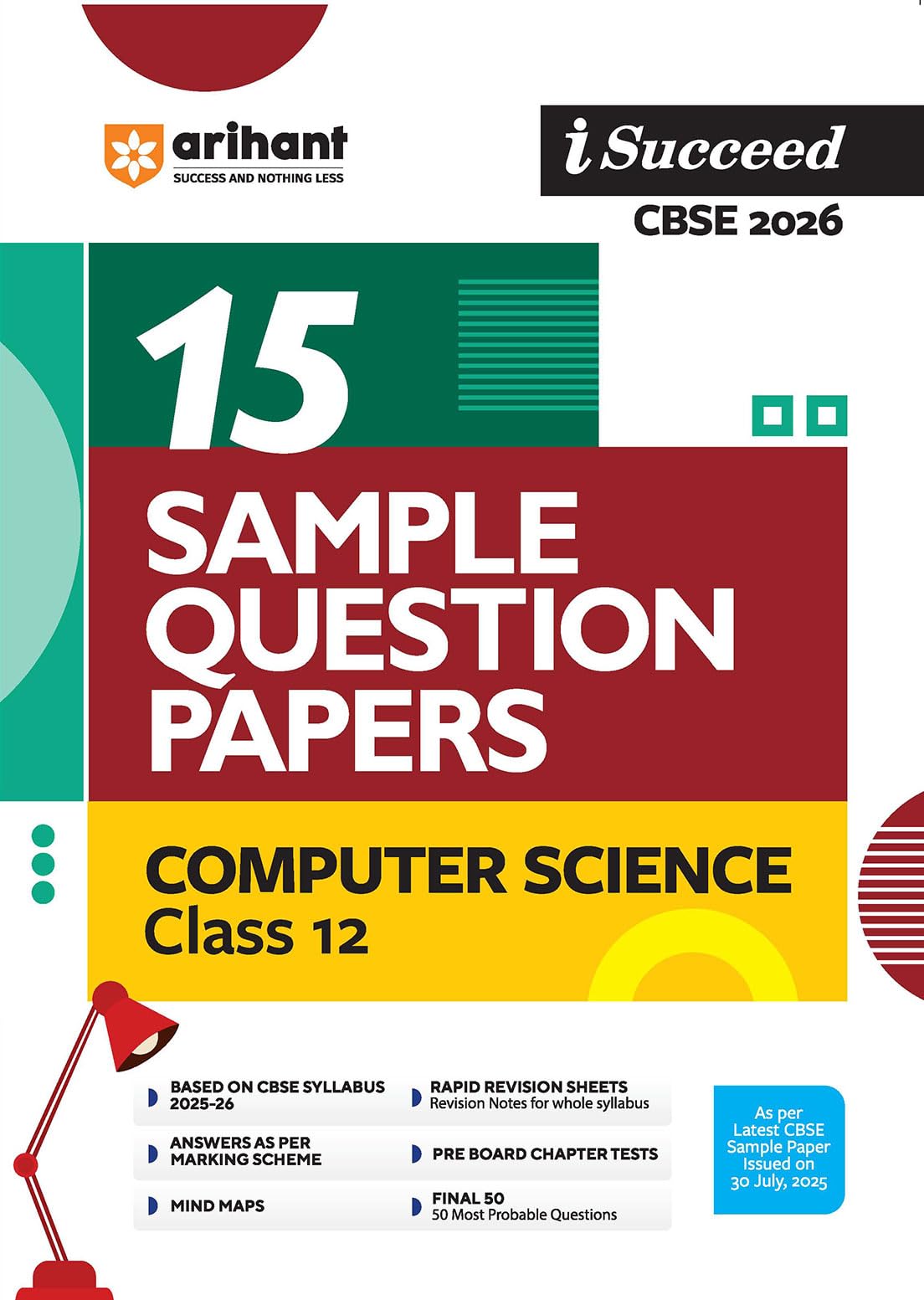 Arihant I Succeed Cbse Sample Question Papers Class 12 Computer Science Exam 2026 | 15 Sample Papers | Based On Latest Cbse Spec