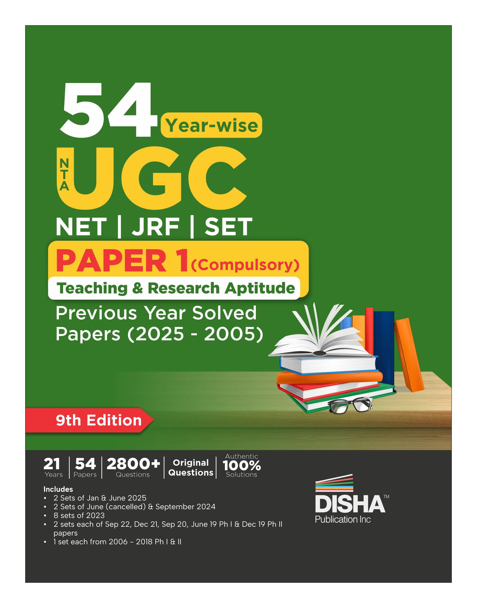 Disha 54 YearWise Nta Ugc Net/ Jrf/ Set Paper 1 (Compulsory) Teaching & Research Aptitude Previous Year Solved Papers (2025  2