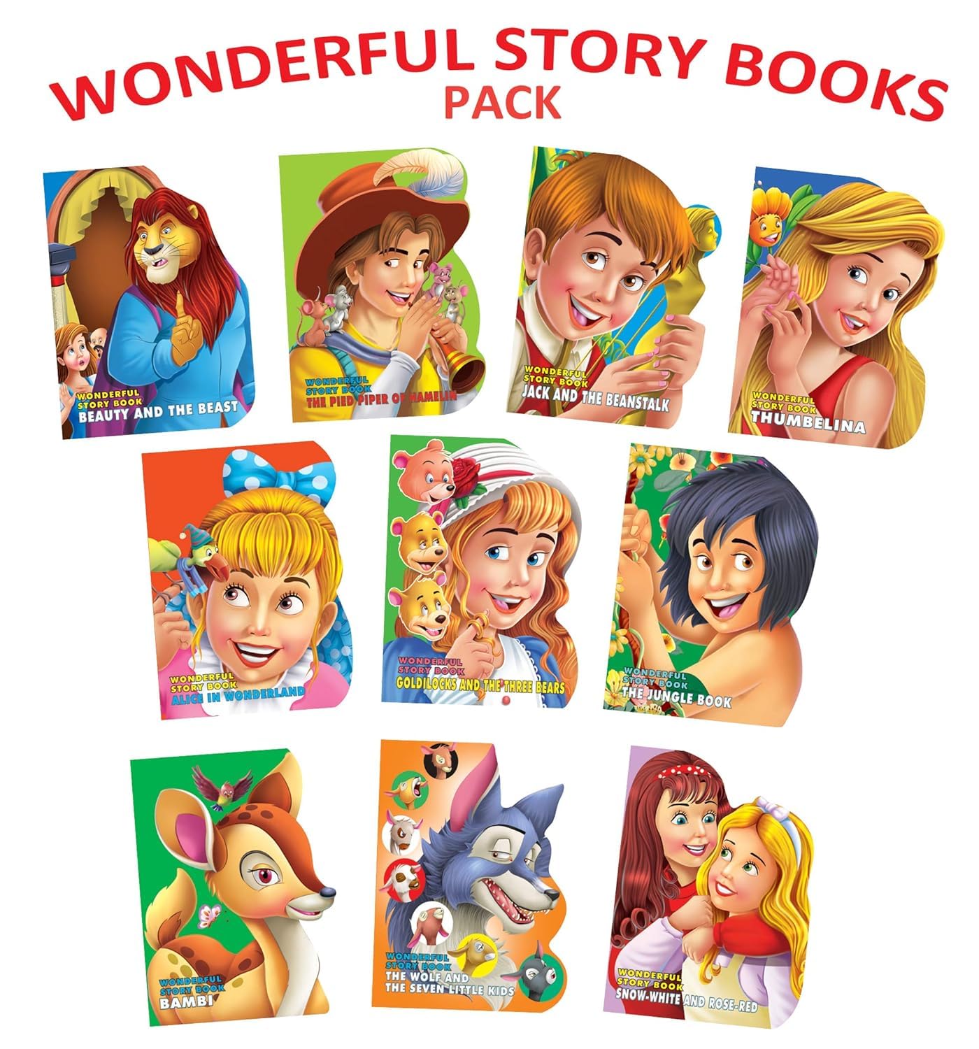 Wonderful Story Shape 10 Board Books Pack for Children Age 3 8 Years| Beauty & the Beast, The Pied Piper of Hamelin, Jack & Bea
