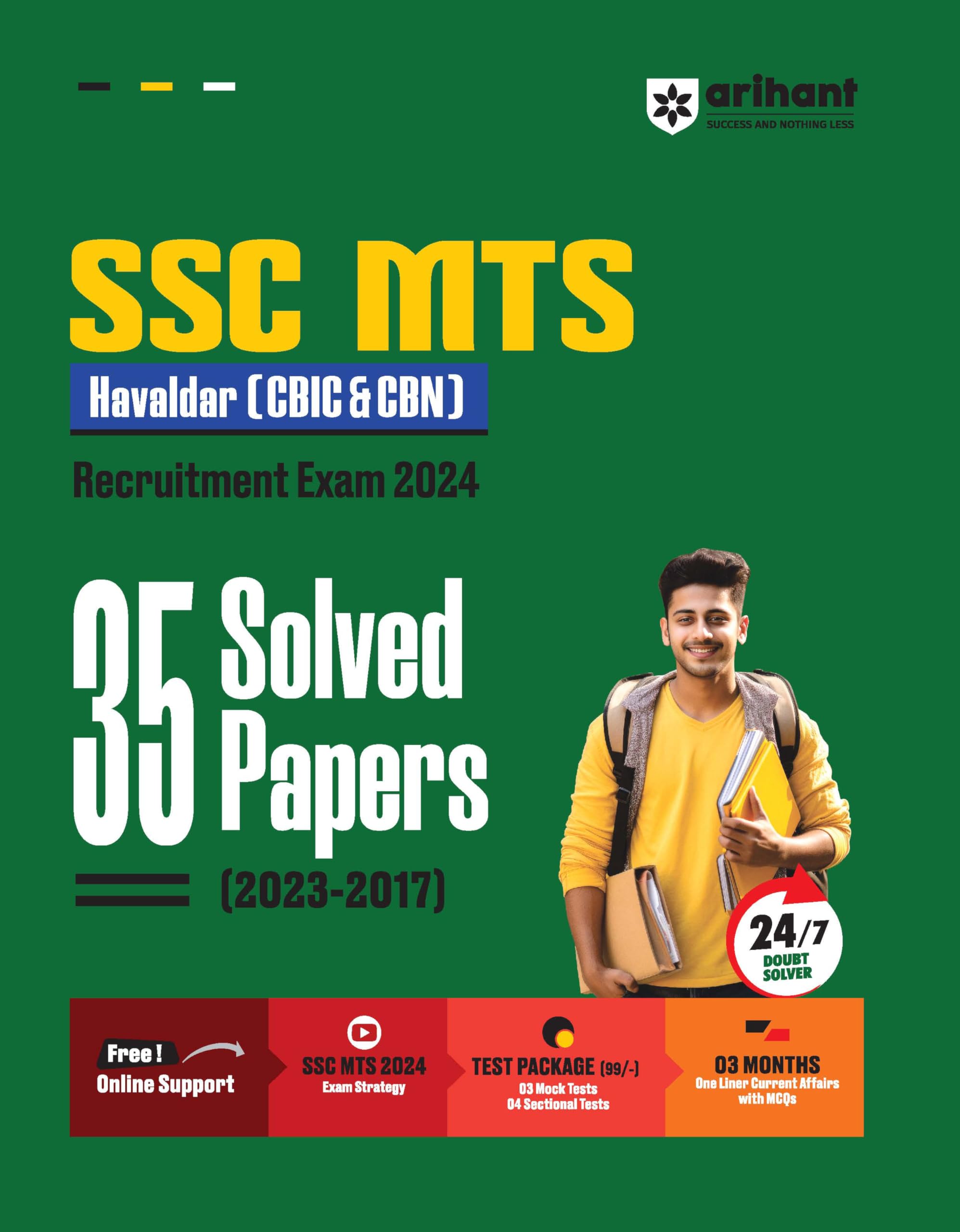 (Old Edition) Arihant SSC MTS (Hawaldar CBIC & CBN) Recruitment Exam 2024, 35 Solved Papers (20232017) Free! Online Support SSC