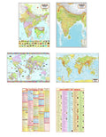 India & World Map ( Both Political & Physical ) with Constitution of India Chart & History of India Chart | Set Of 6 | Useful fo