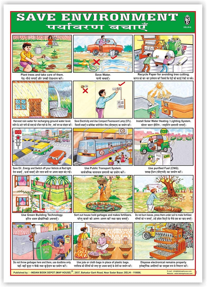 Save Environment Chart (Size 70 X 100 Cms) Without Pvc Rollers Educational Chart
