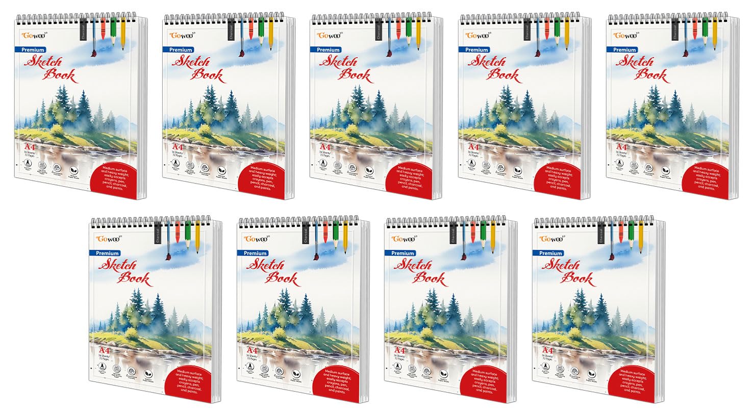 A4 Premium Sketch Book : SpiralBound Artistic Sketchpads, 36 Sheets sketchbook, 140 GSM Acid free paper, Sketchbook for Doodlin