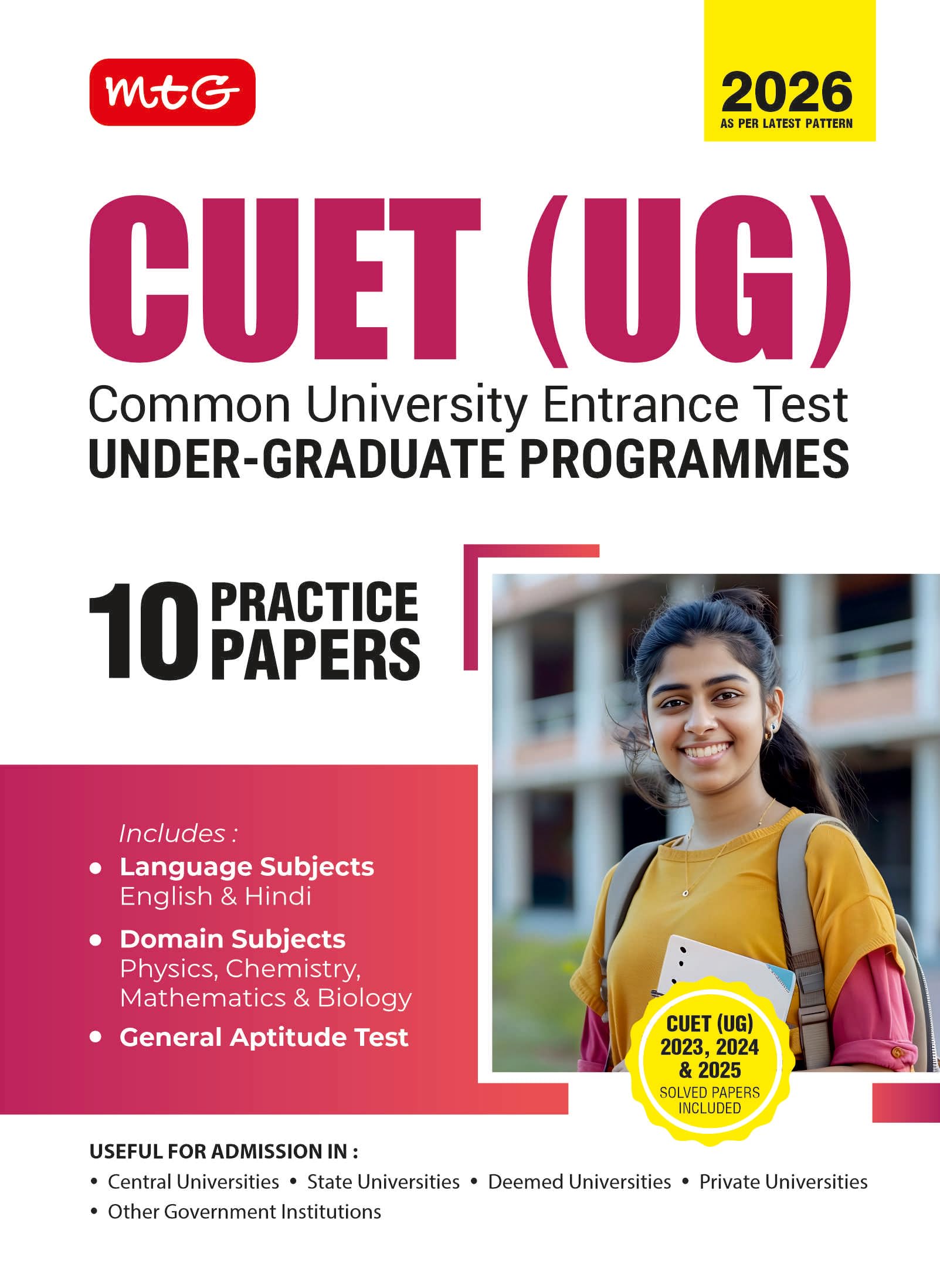 MTG NTA CUET (UG) 10 Combined Practice Papers Science, English & General Test For 2026 Exam (Section1,2 & 3) | CUET Combined Mo
