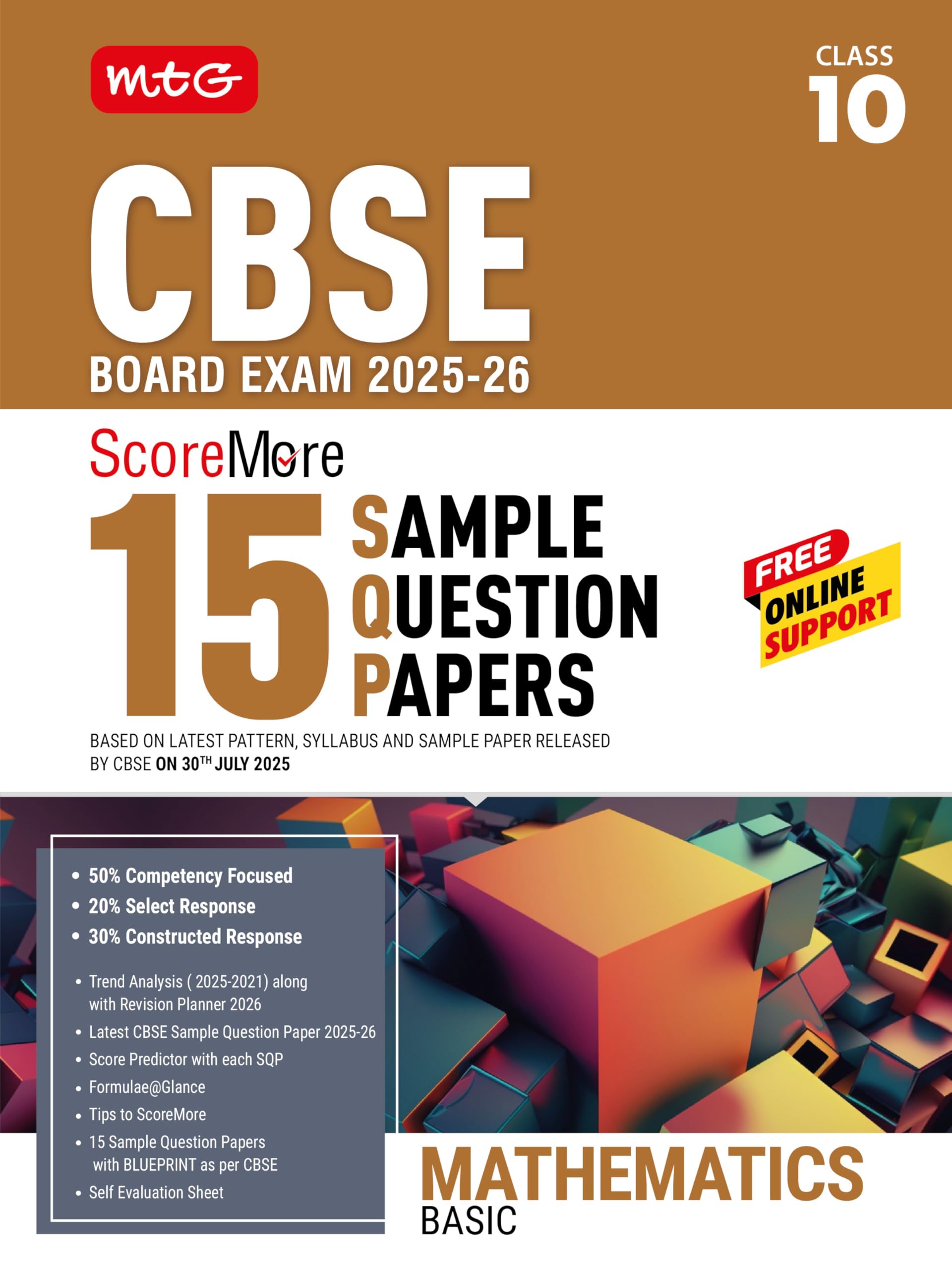 Mtg Cbse Class 10 Scoremore 15 Sample Papers Mathematics Basic Book For 20252026 Board Exam | ChapterWise CompetencyBased Que