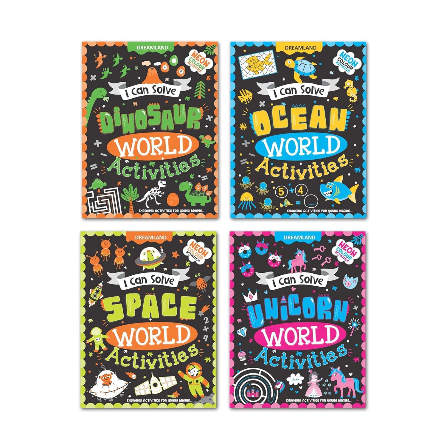 I Can Solve Activities Pack A Set Of 4 Books  I Can Solve Activity Book For Kids Age 4 8 Years | With Colouring Pages, Mazes,