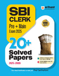 Arihant SBI Clerk Pre and Main Exam 2025 | 20+ Solved Papers (20252009) | Previous Year Question Papers with Detailed Solutions
