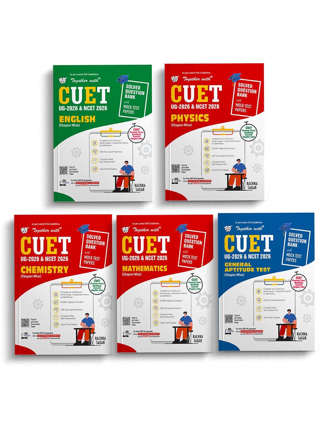 Together with CUET UG & NCET Question Banks 2026 | Science stream Combo Set of 5 Entrance exam Books for |English, Physics, Chem