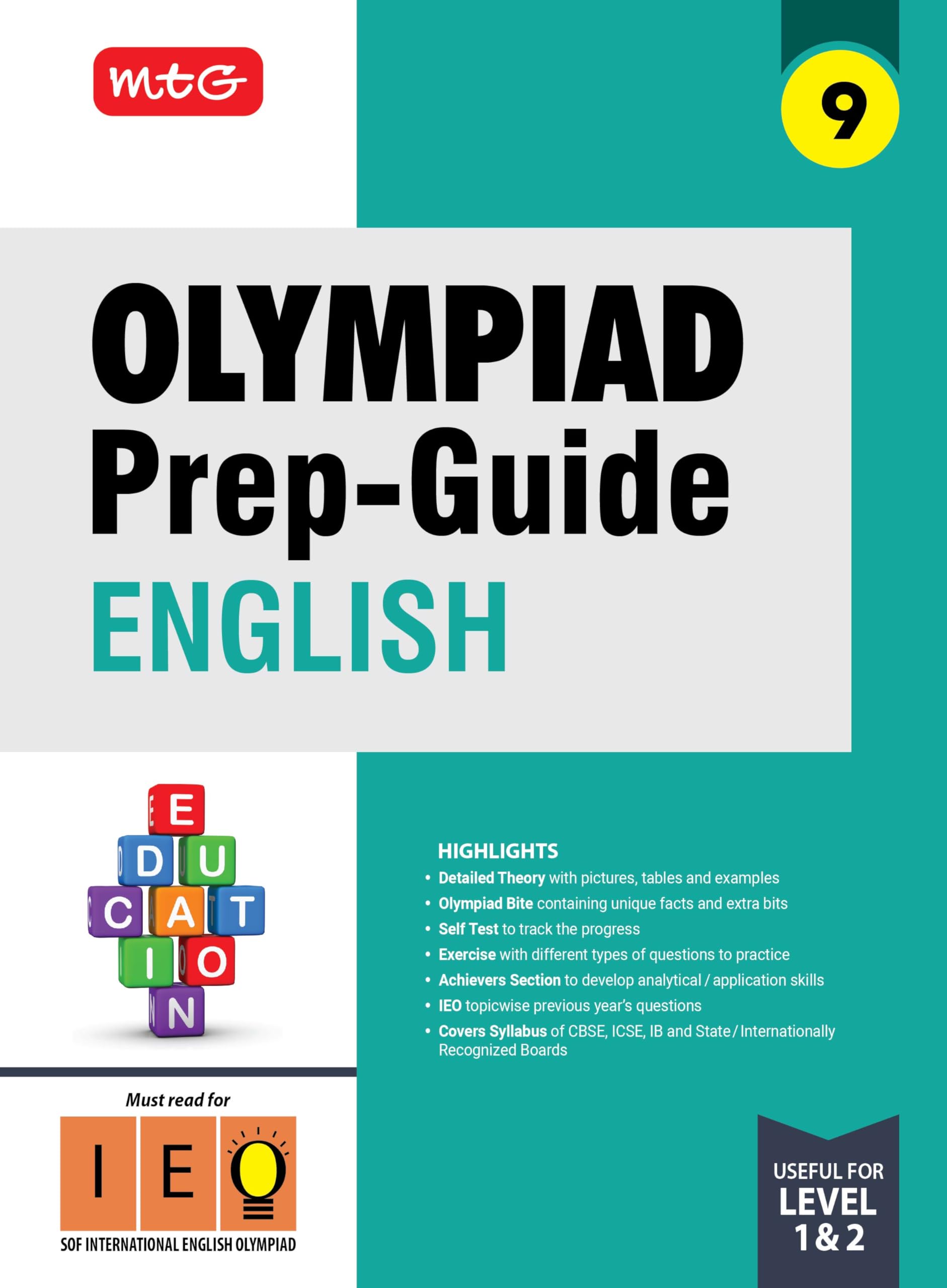 MTG Olympiad PrepGuide Class 9 English (IEO)  Detailed Theory, IEO Topicwise Previous Years Questions with Self Test For SOF 2