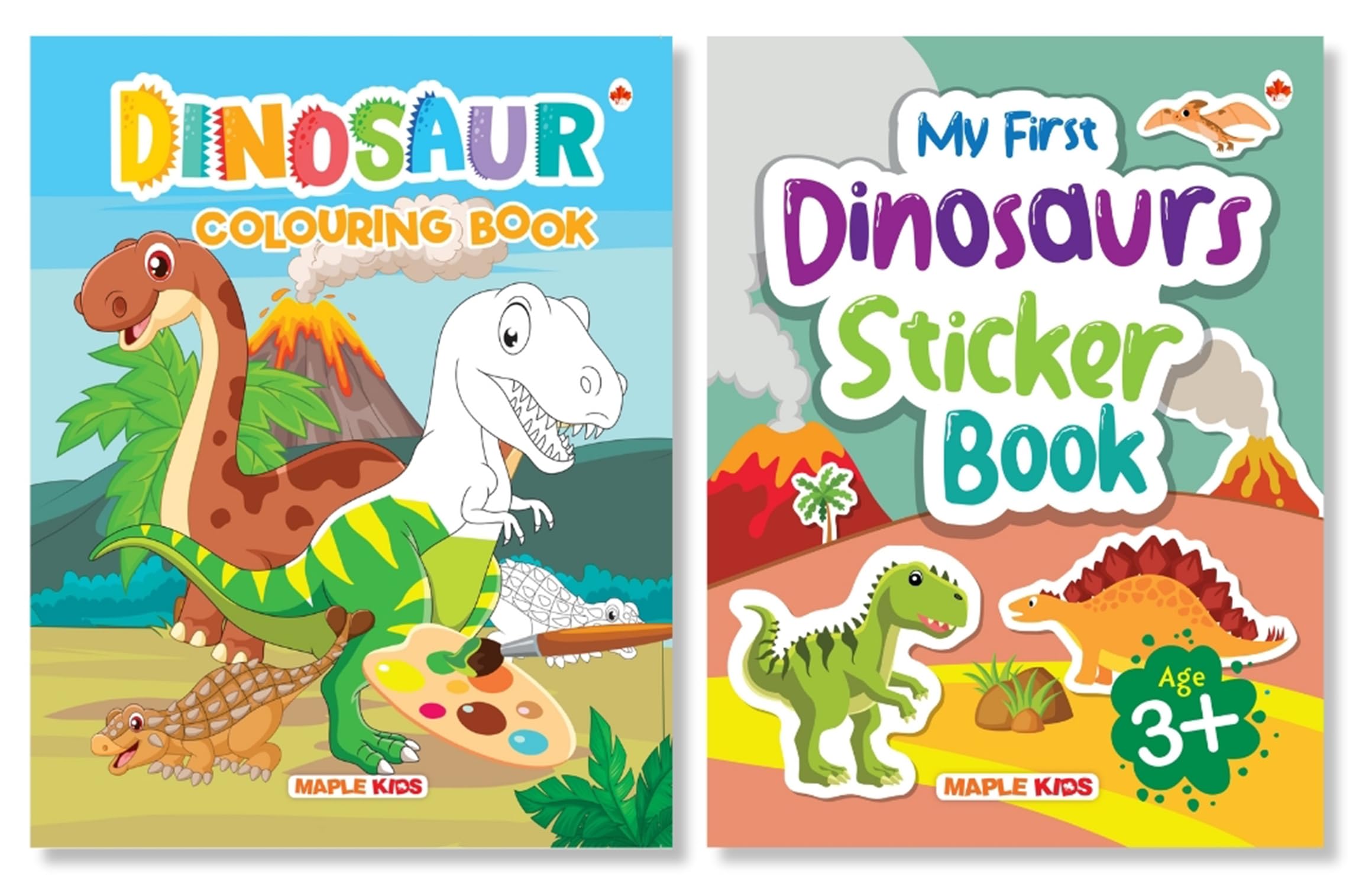 Activity Books for Kids (Set of 2 Books)  Dinosaur Sticker Book, Coloring Book  Colouring Book for Kids  Stickers for Childre