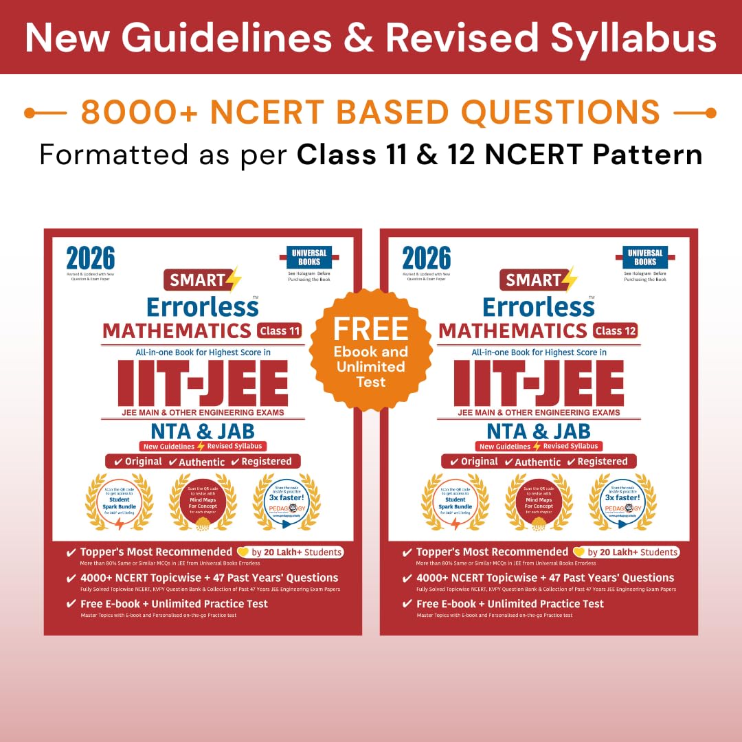 Smart Errorless Mathematics Class 11 & 12 for IIT JEE Main (2026) | NCERT Based | 8000+ New Pattern Questions | Revised Syllabus