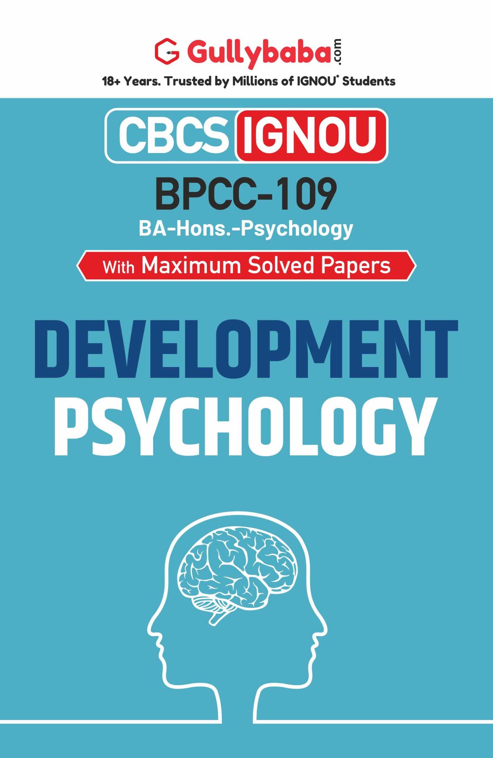 Gullybaba IGNOU BA (Honours) 4th Sem BPCC109 Developmental Psychology in English  Latest Edition IGNOU Help Book with Solved P