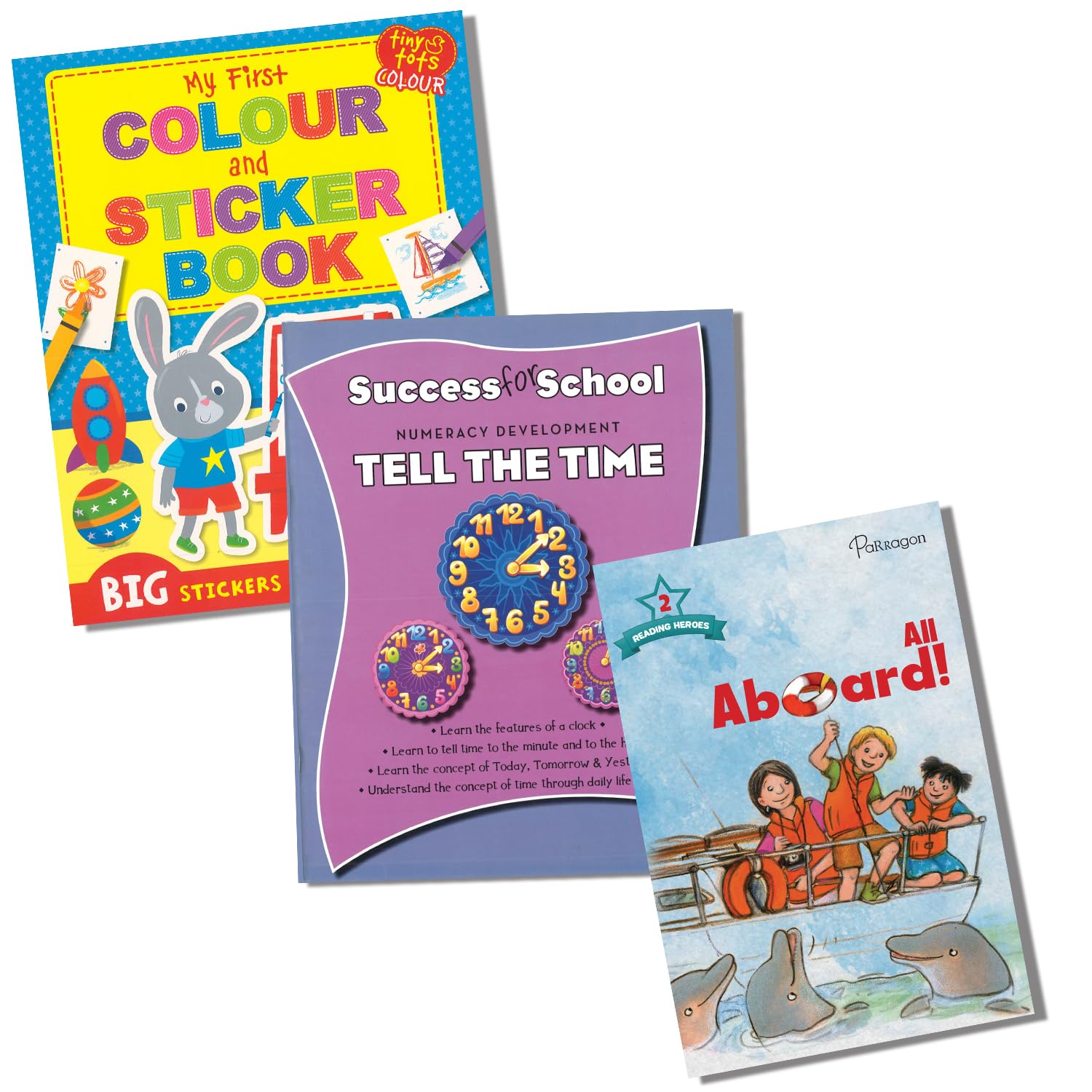 Parragon Pack of 3 Books for Your Little Ones | Story, Words & Learning and Colour & Sticker | For 5 to 7 Year Old