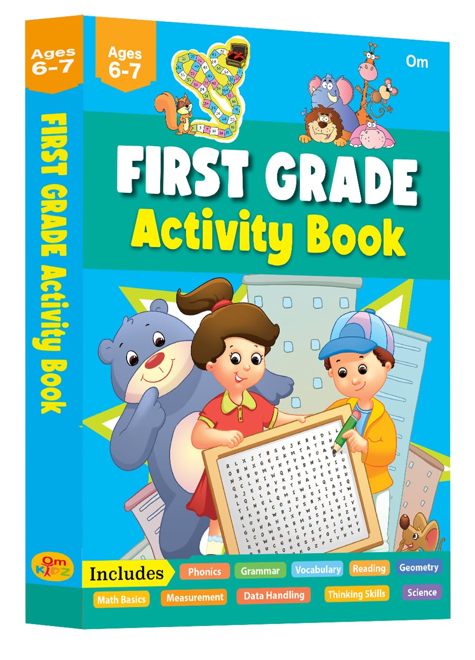 First Grade Activity Book: 320 Pages of Practice for Ages 67  Reading, Phonics, Grammar, Science, Fun Puzzles, Geometry, Data H