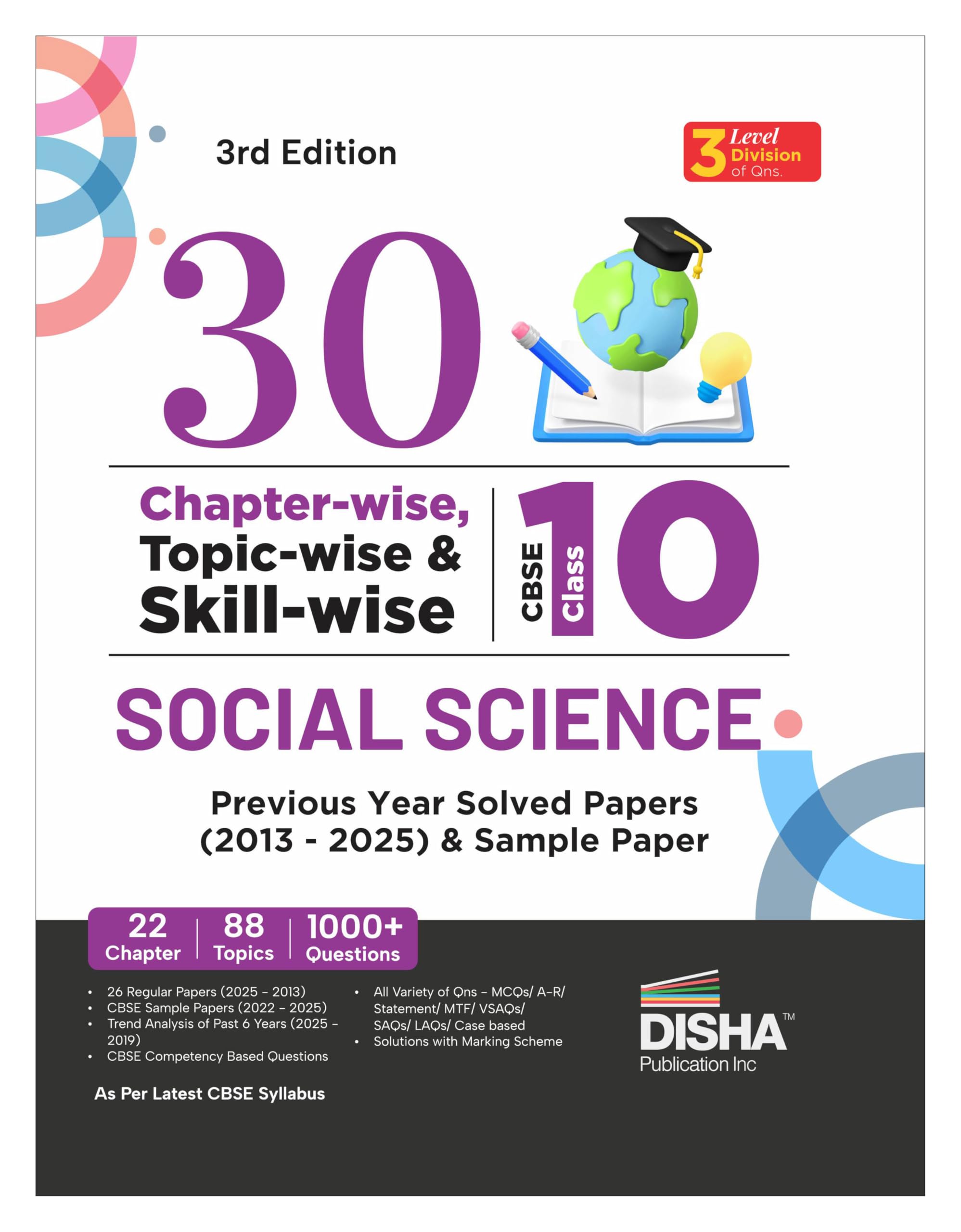 Disha 30 ChapterWise, TopicWise & SkillWise Cbse Class 10 Social Science Previous Year Solved Papers (2013  2025) & Sample P