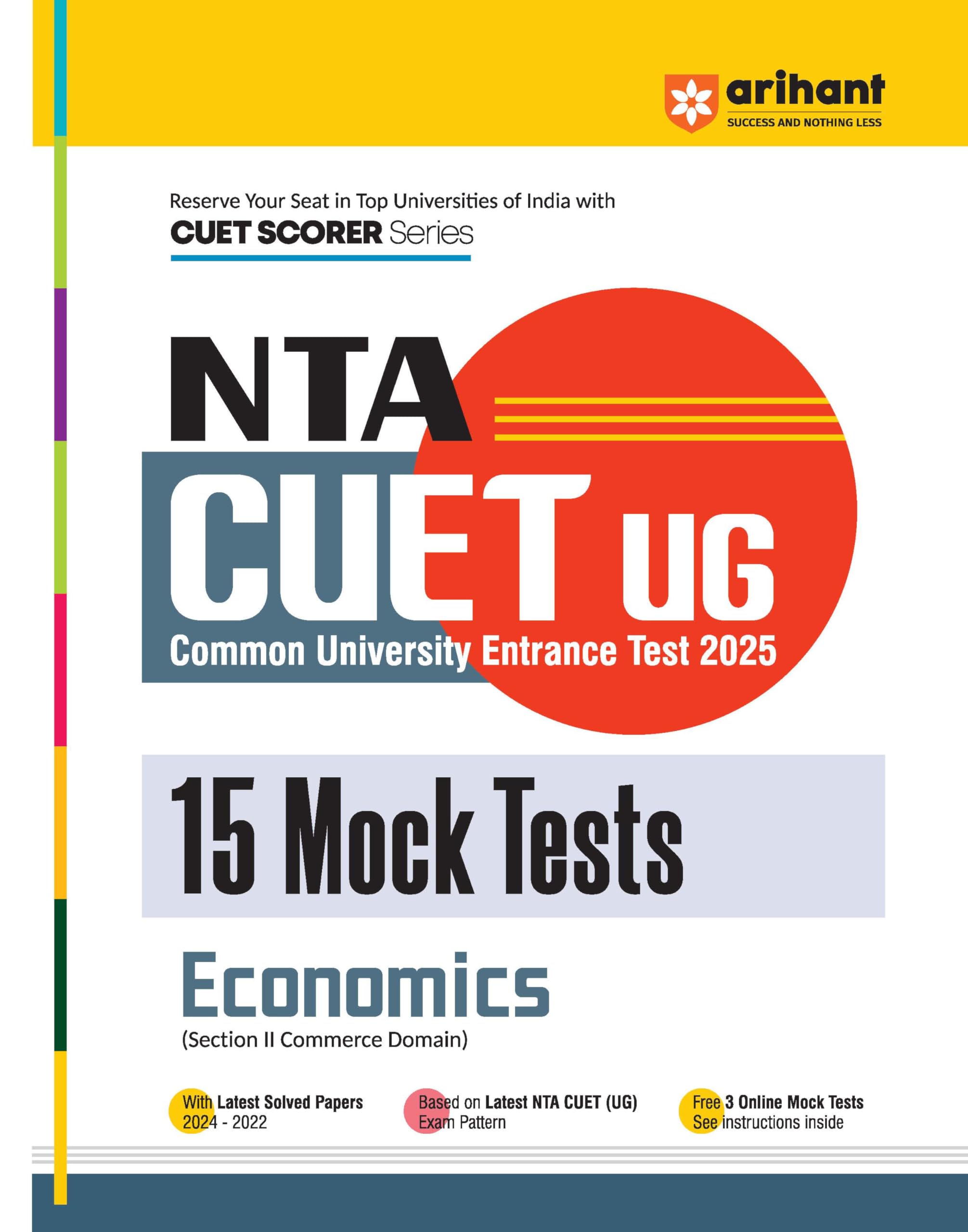 (Old Edition) Arihant NTA CUET UG 2024 15 Mock Tests for Economics (Section II Commerce Domain) Exam 2024