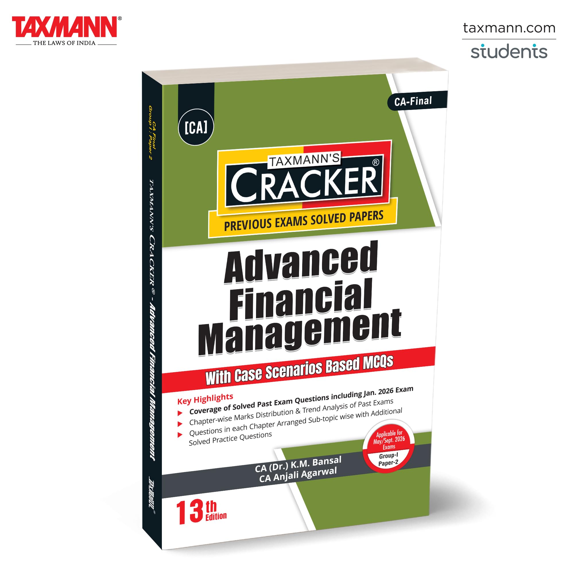 Taxmanns CRACKER for Advanced Financial Management (Paper 2 | AFM)  Examintelligence | Marksoptimisation Guide with Fully S