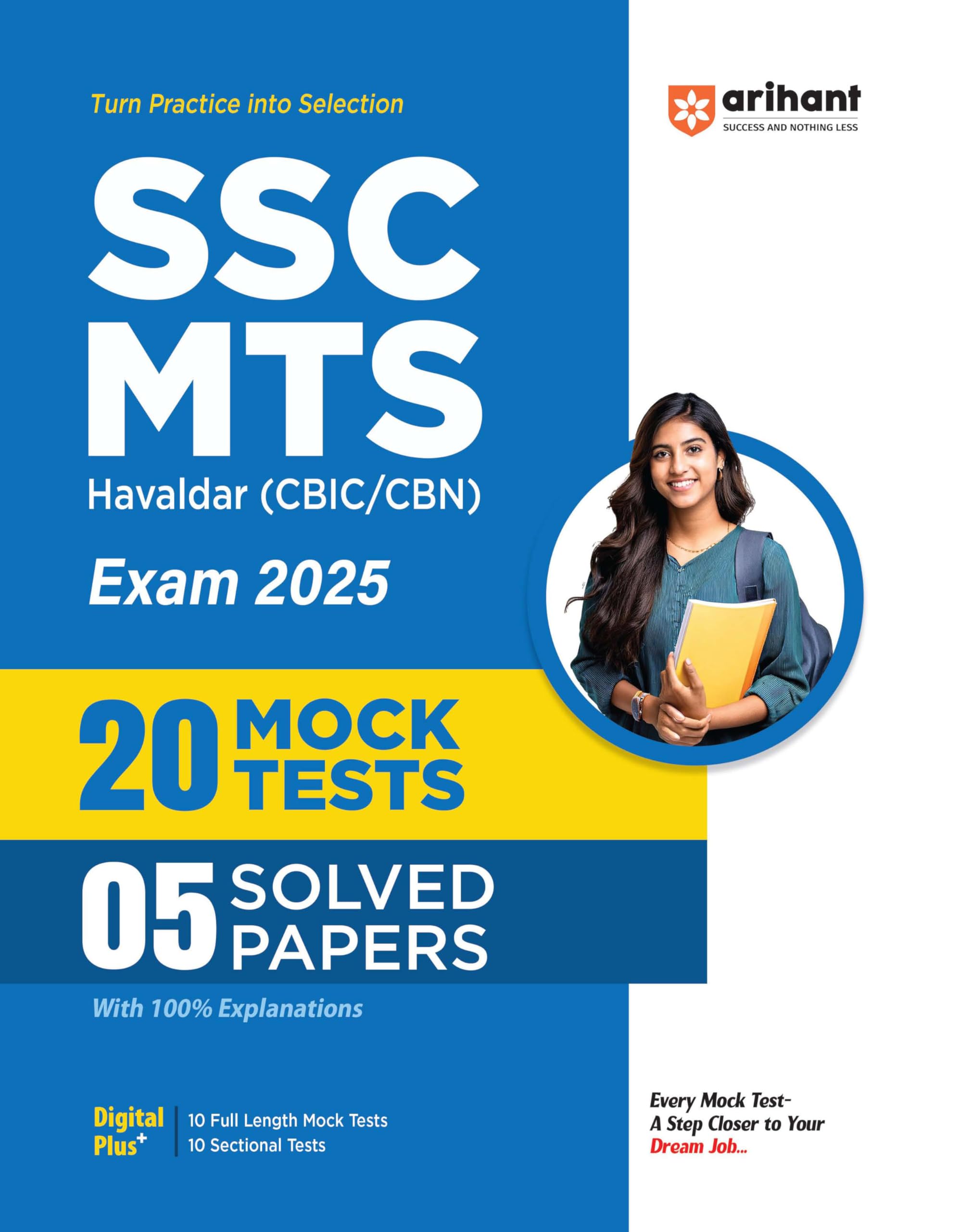 Arihant SSC MTS Havaldar (CBIC/CBN) Exam 2025 | Includes 20 Mock Tests and 5 Solved Papers with 100% Explanations | 10 FullLeng