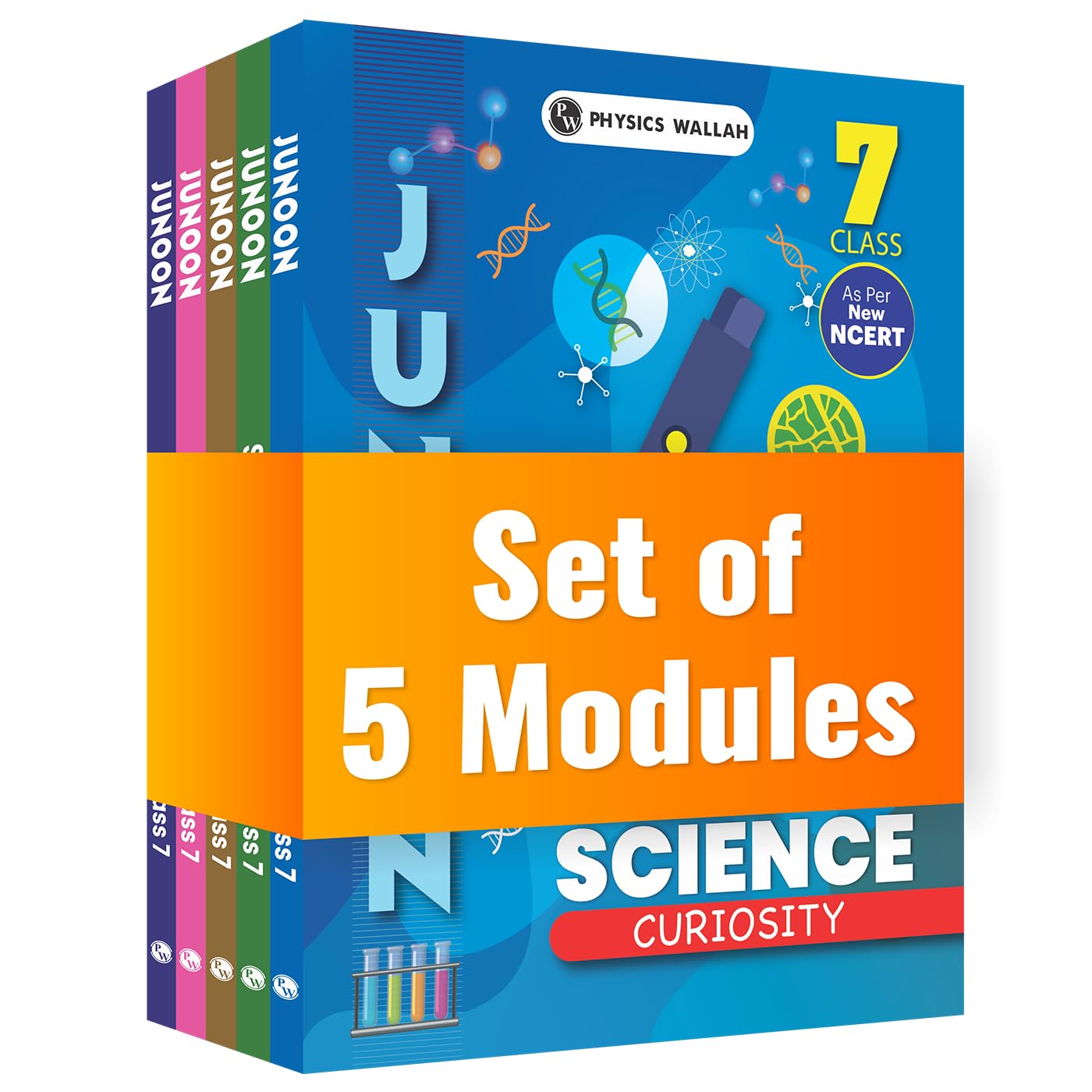 PW Junoon For Class 7 Science, Mathematics, Social Science, English, MAT Combo Set of 5 Books (2026 Edition)
