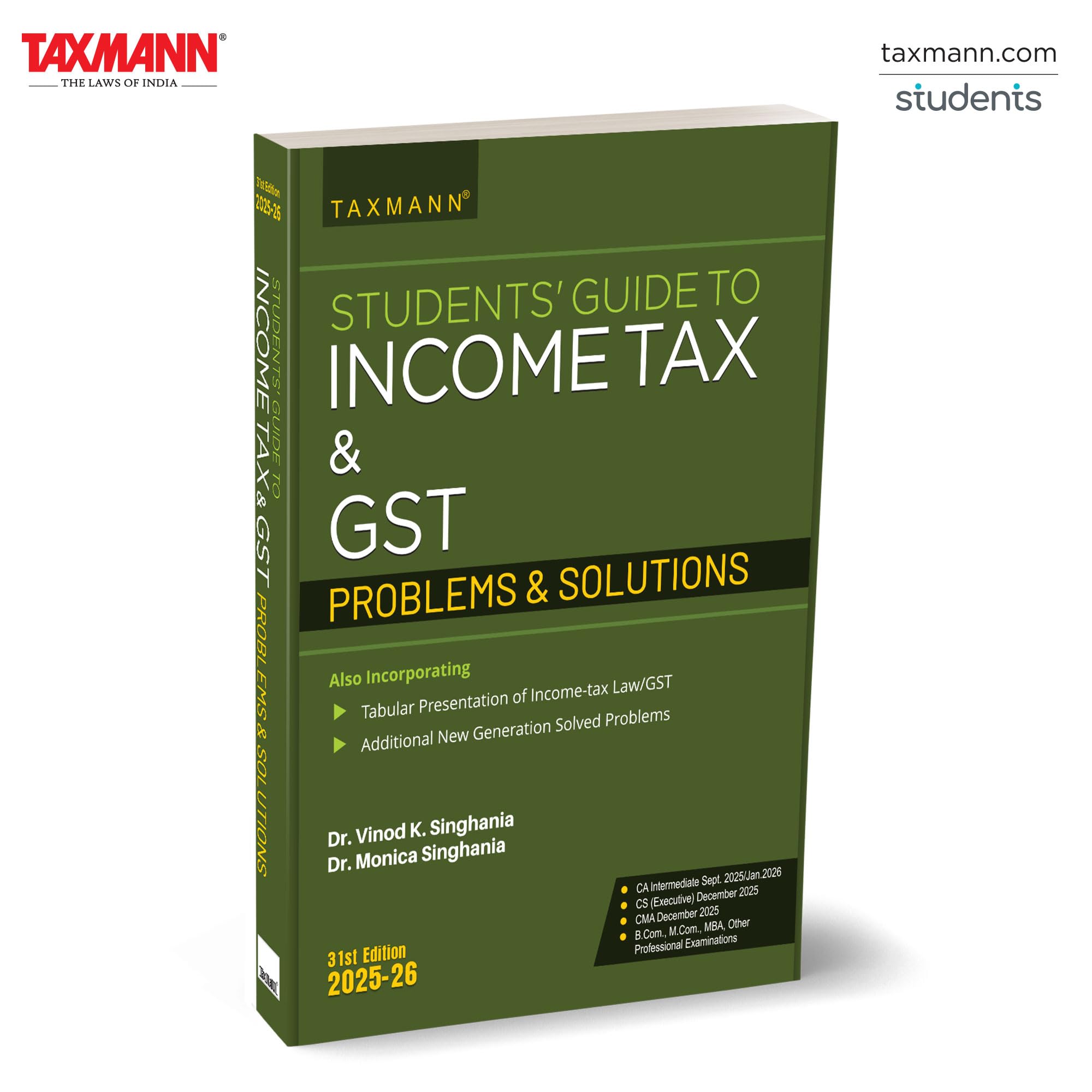 Taxmanns Students Guide to Income Tax & GST | Problems & Solutions | AY 202526  Delivering a Threetiered FrameworkConcis
