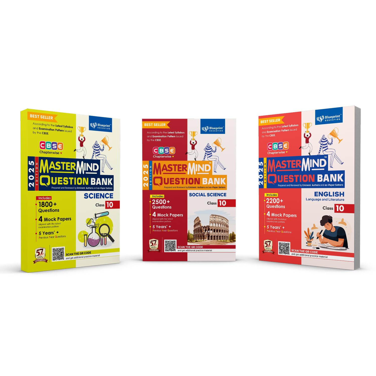 Science, English And Social Science (3 Books Combo) Class 10 Mastermind Cbse Question Bank For 2025 Board Exams