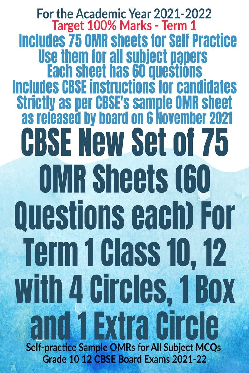 CBSE New Set of 75 OMR Sheets (60 Questions each) For Term 1 Class 10, 12 with 4 Circles, 1 Box and 1 Extra Circle : Selfpracti