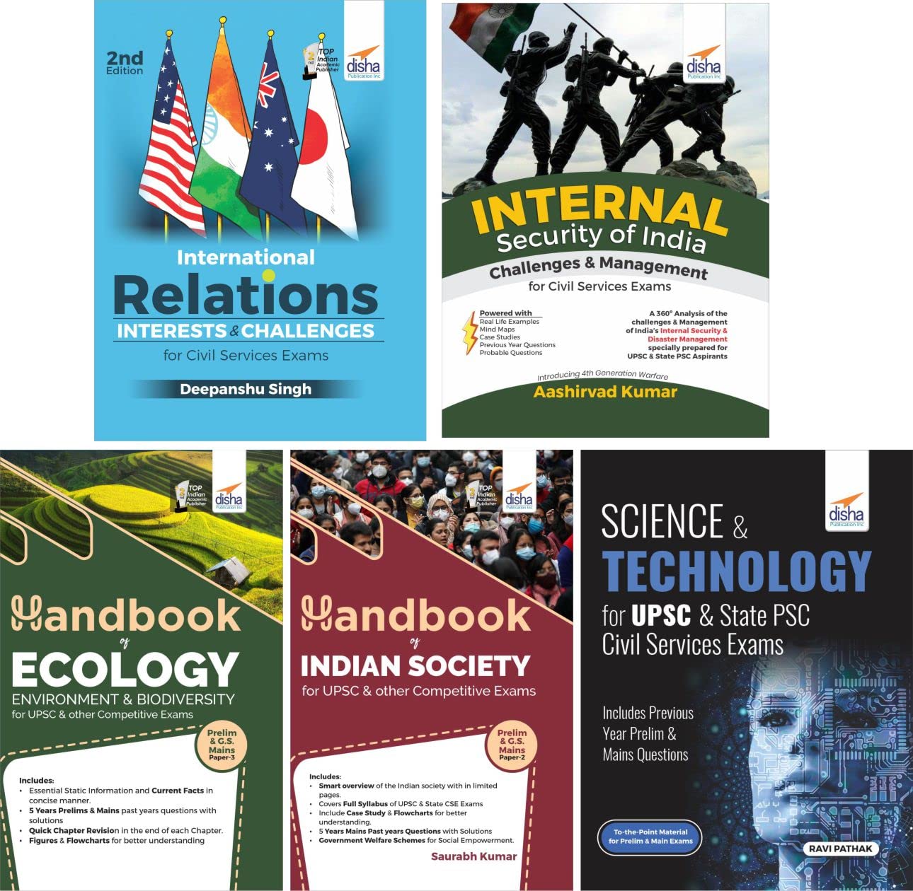 International Relations, Internal Security, Indian Society, Environment, Science & Technology Combo For Upsc Ias Mains (Set Of 5