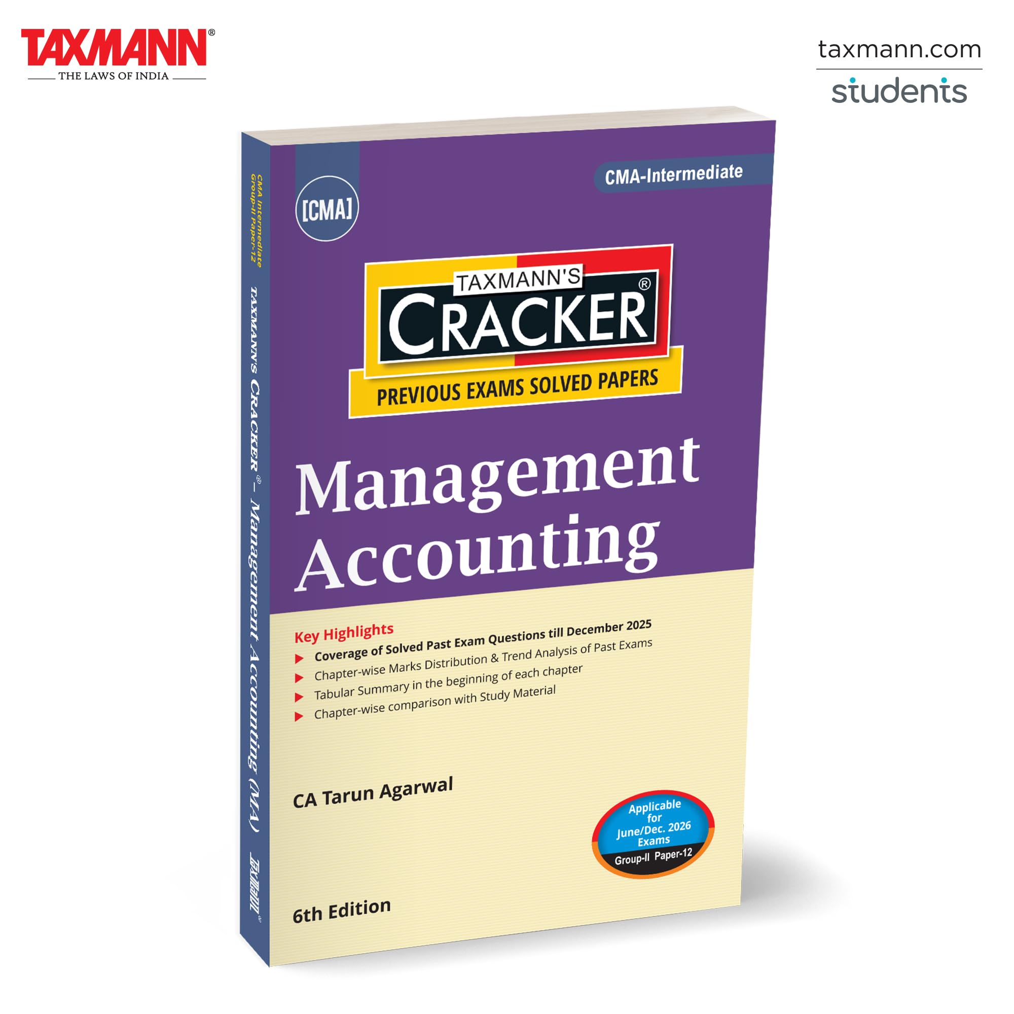 Taxmanns CRACKER for Management Accounting (Paper 12 | MA)  Examfocused | Marksdriven Practice Resource Featuring Solved Pa