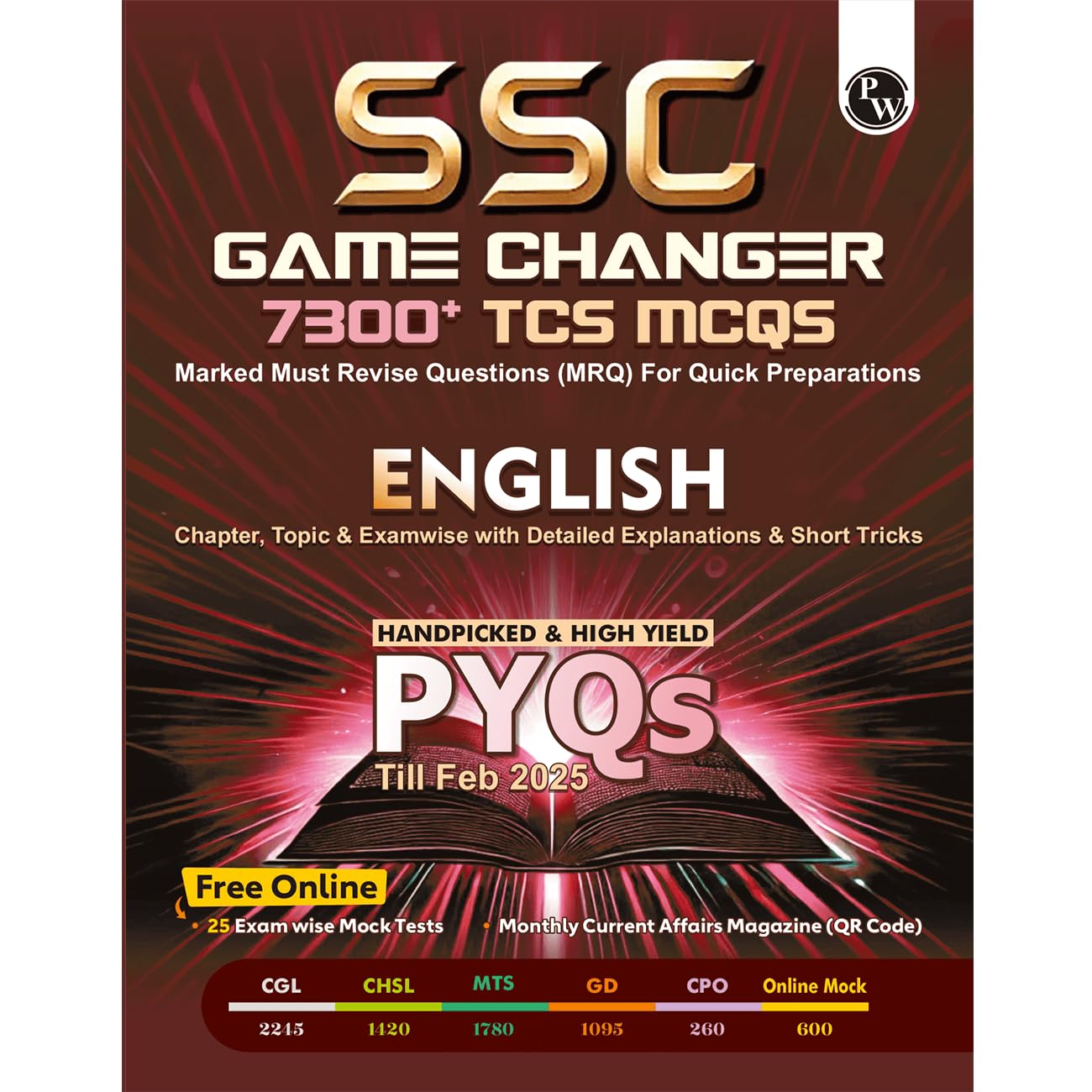 PW SSC Game Changer English 7300+ TCS MCQ For 2025 SSC Exams | Chapter, Topic & Examwise Previous Year Solved Questions (PYQs) 