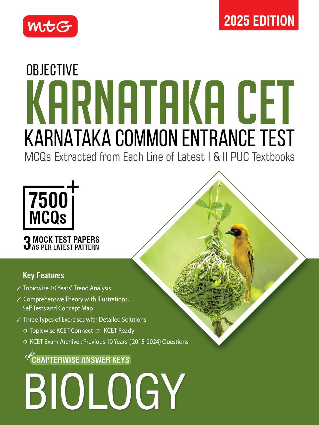 MTG Objective Karnataka CET Biology Book For 2025 KCET Exam | KCET Topicwise Comprehensive Theory with 10 Previous Years Solved 
