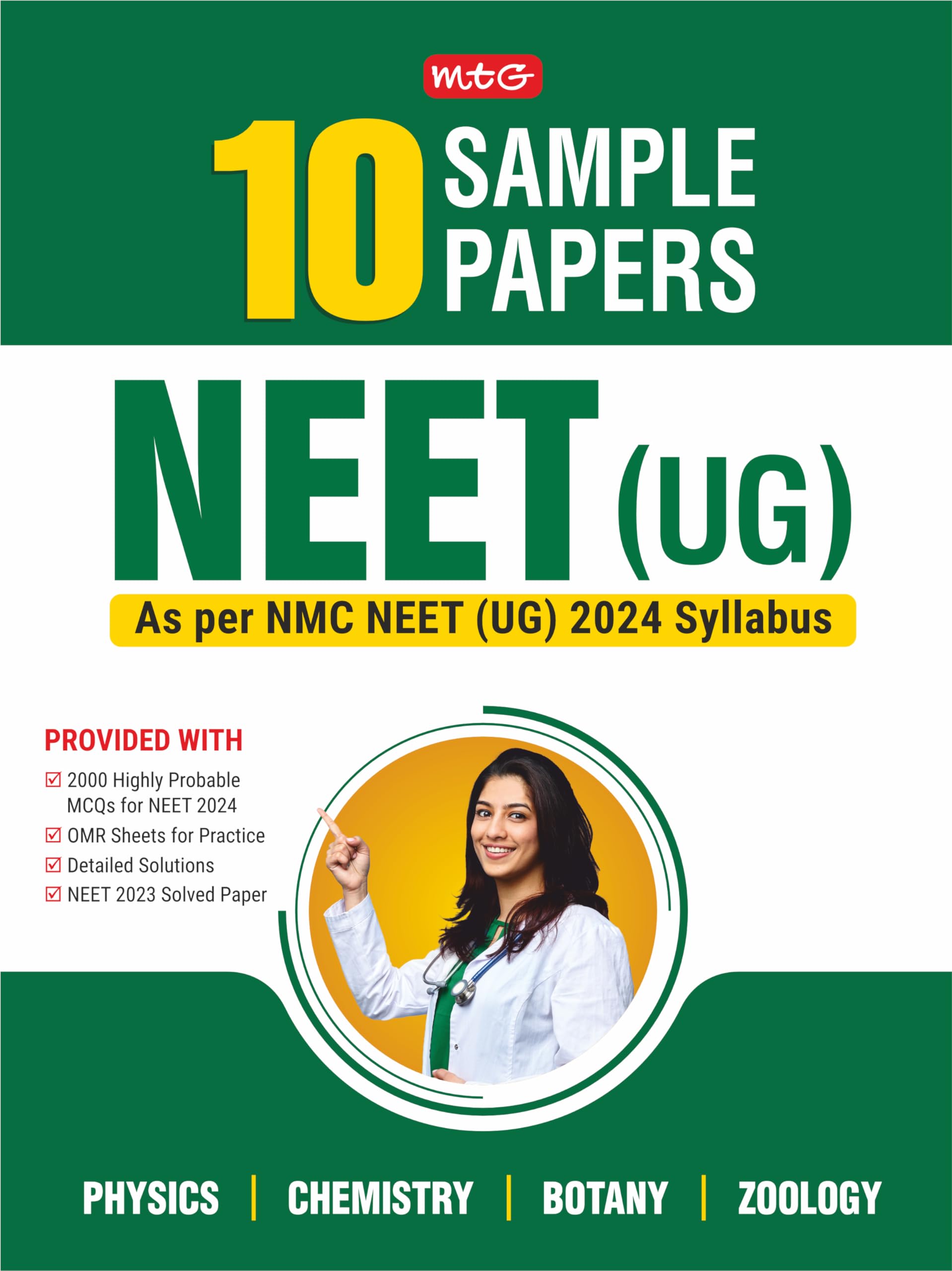 NEET 10 Sample Papers as per NMC NEET UG 2024 Syllabus | NEET Mock Test Papers with OMR Sheet