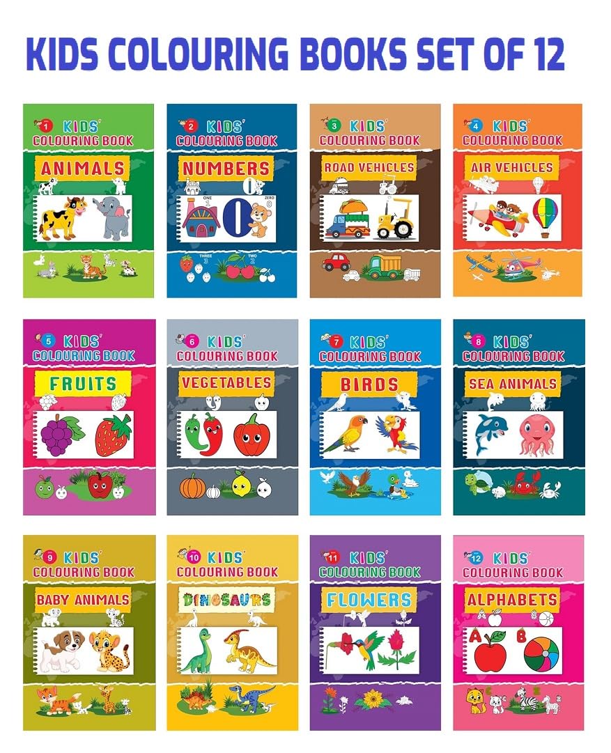 SKILLPE Provides Colouring Books for Kids (Pack of 12 Books) Gift to Children for Painting and Drawing for 2 to 6 Years Kids, Bo